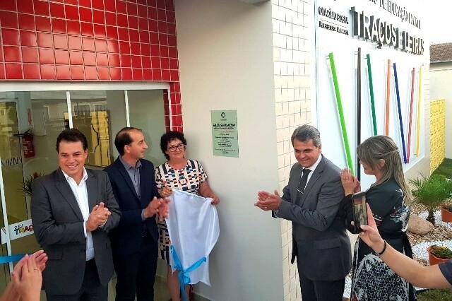 Rodrigo Minotto participa da inauguração do  Centro de Educação Infantil Traços e Letras, em Otacílio Costa. Foto: Assessoria parlamentar.