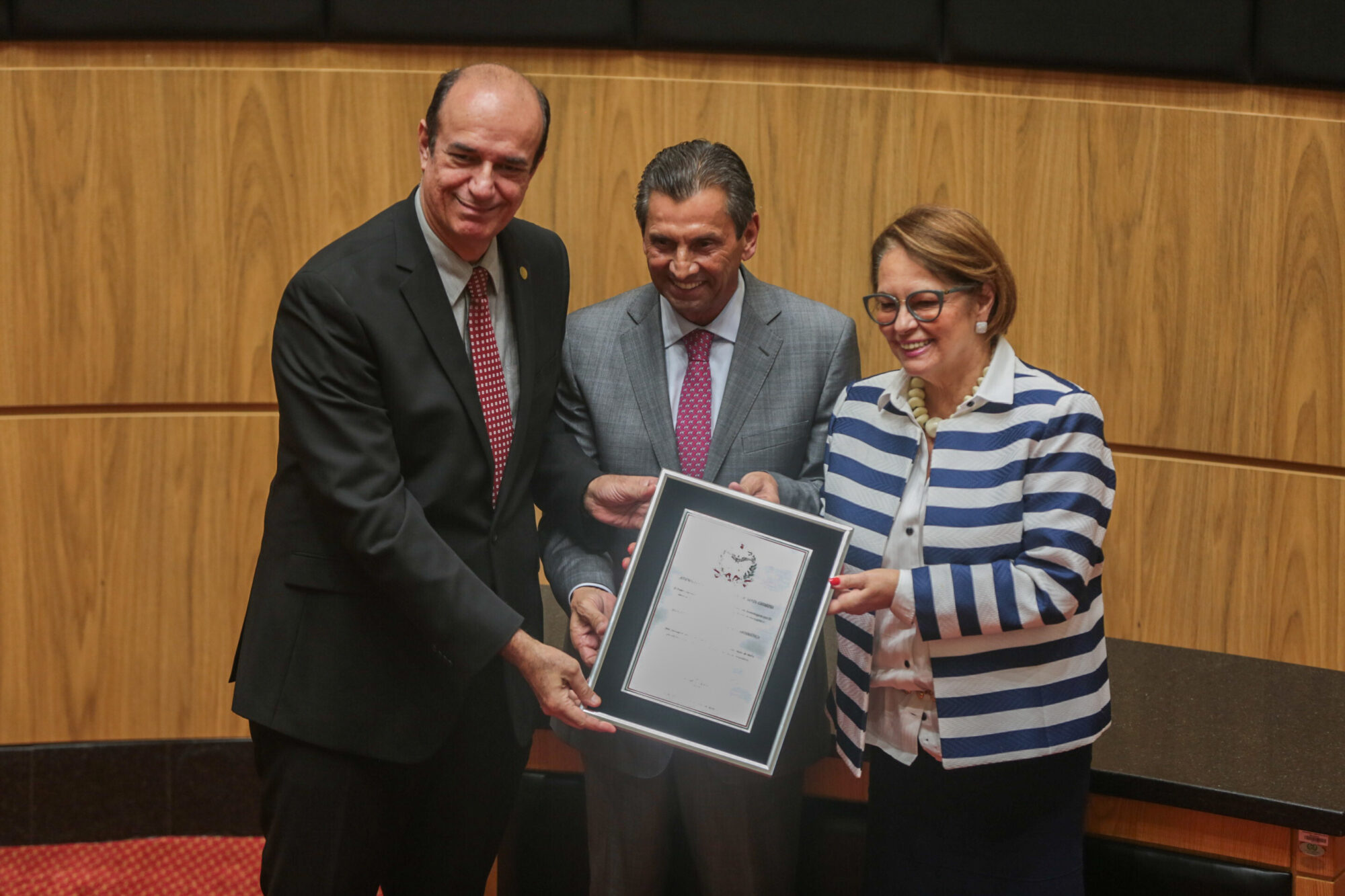 Sérgio Carlos Zavaris, coordenador do Ministério Nacional da Fé e Política da Igreja Católica, recebe a homenagem em nome da RCC Brasil.