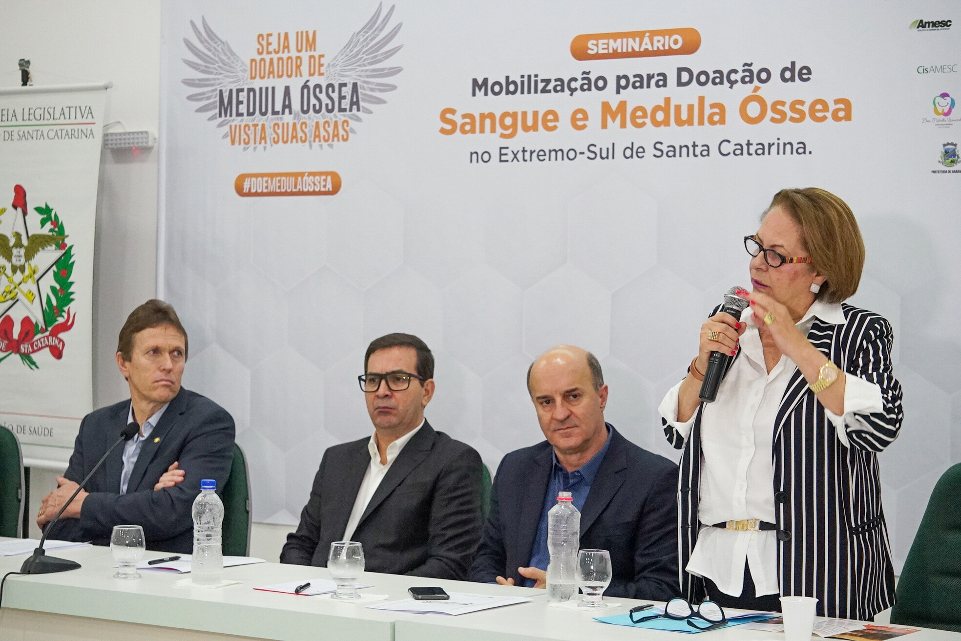 Deputada Ada de Luca e os deputados José Milton Scheffer e Volnei Weber