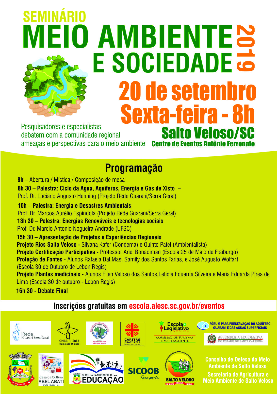 Evento em Salto Veloso debate com pesquisadores futuro do meio ambiente