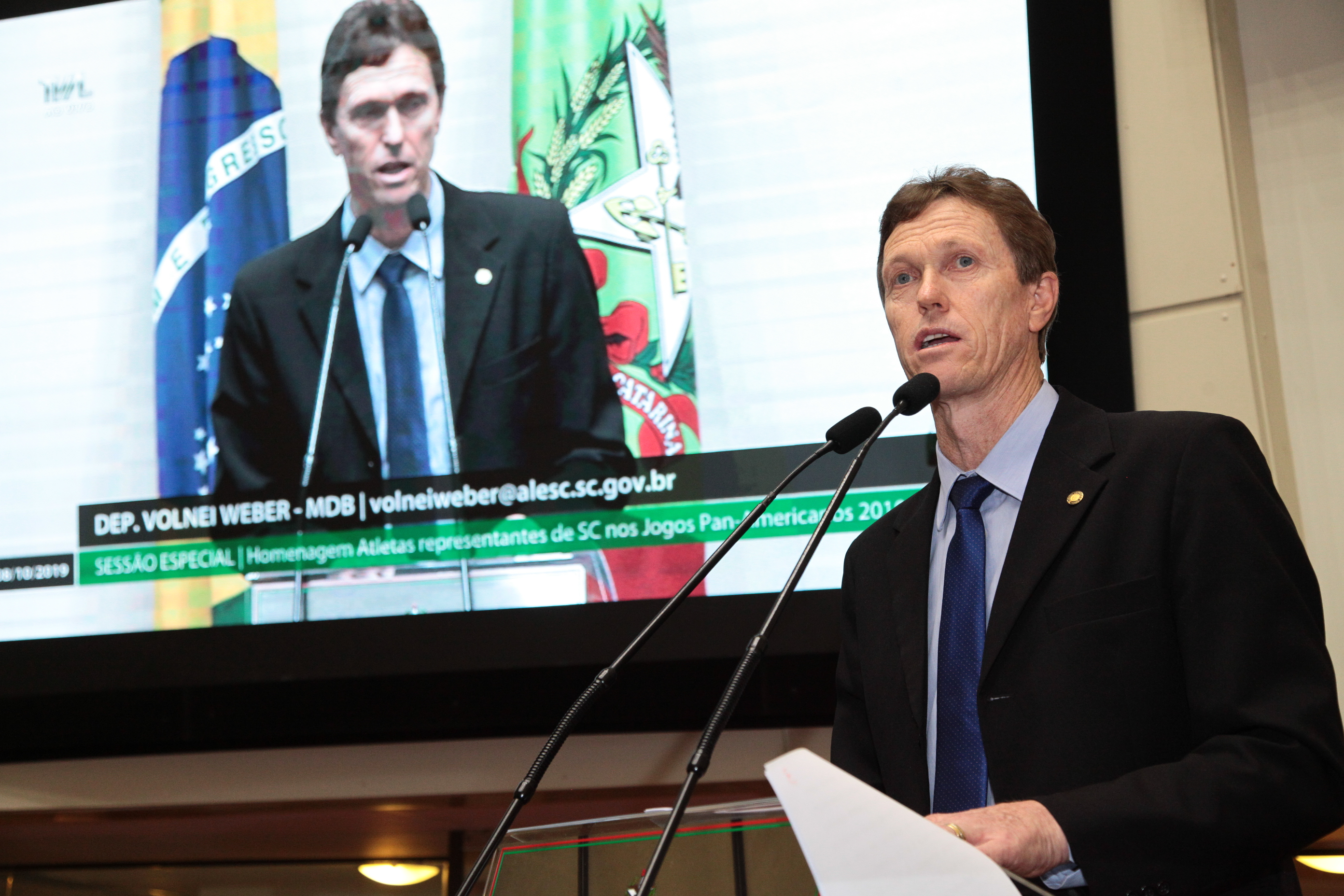 Sessão Especial - Homenagem os atletas de Santa Catarina que participaram dos Jogos Pan-Americanos - Deputado Volnei Weber (MDB)
