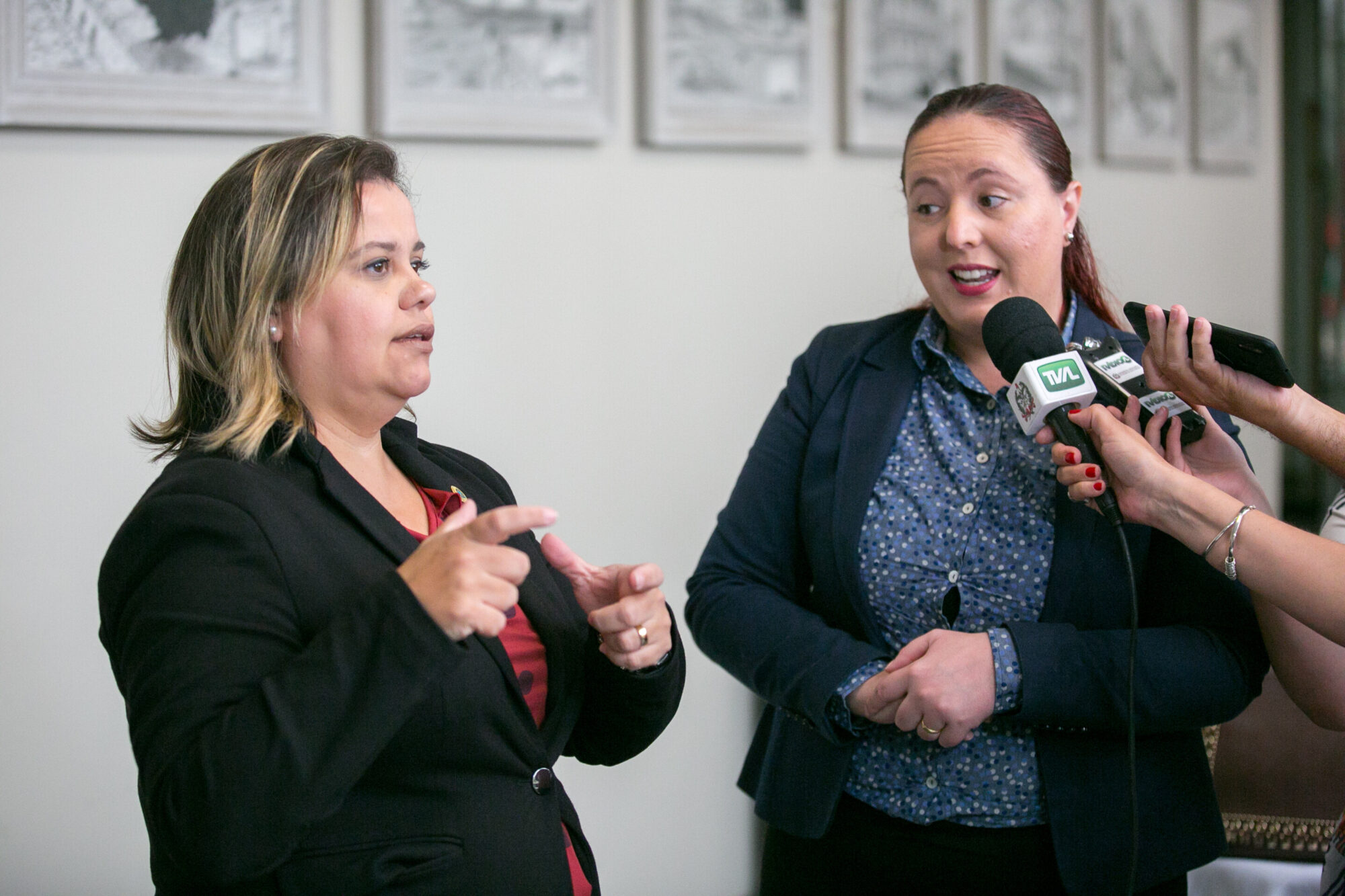 Secretária Nacional dos Direitos da Pessoa com Deficiência, Priscilla Gaspar, e a intérprete de Libras Dannia Vasconcellos