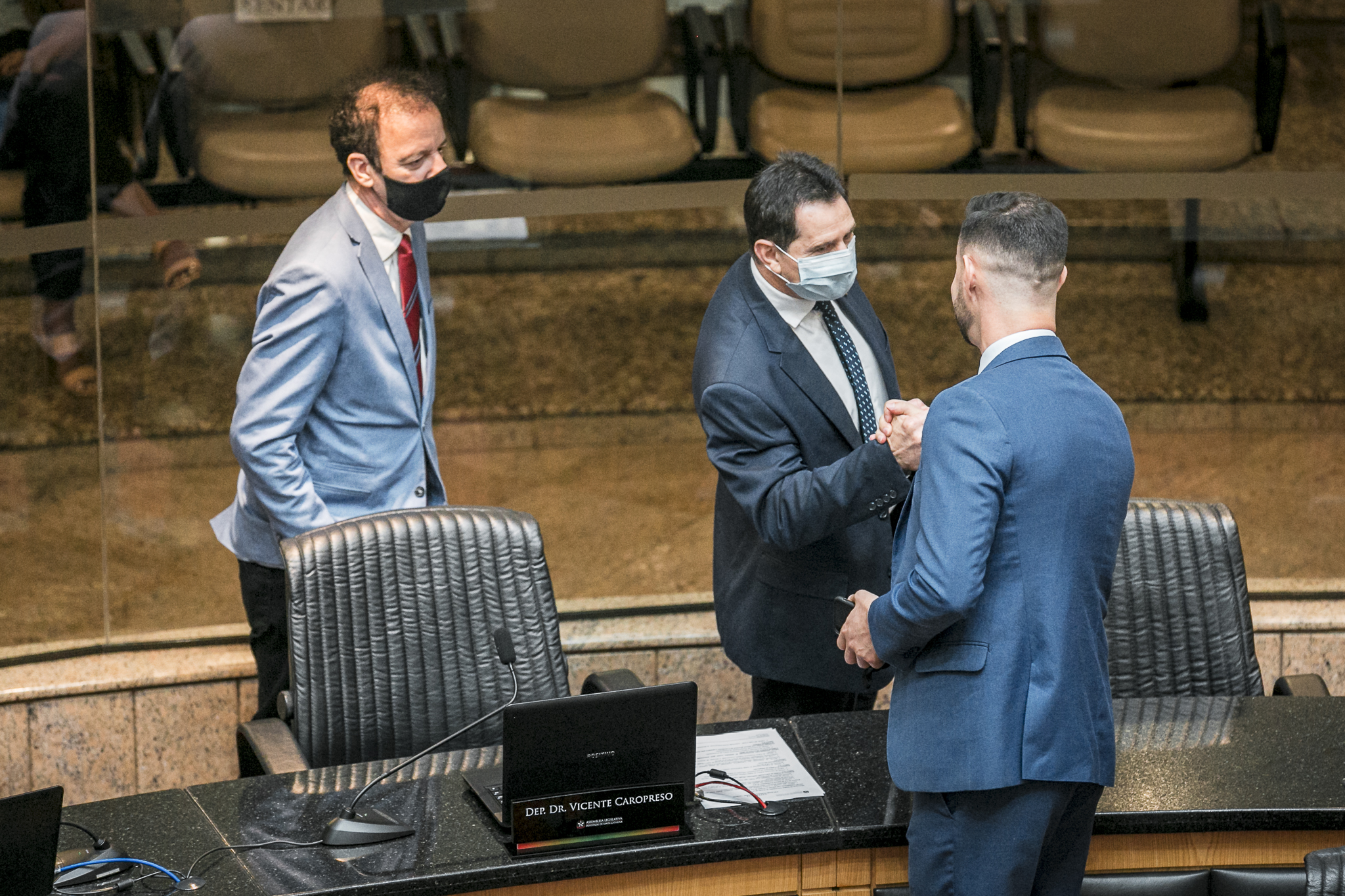 Deputado Felipe Estevão (PSL), Deputado Coronel Onir Mocelin (PSL) e Deputado Ismael Santos (PSD)