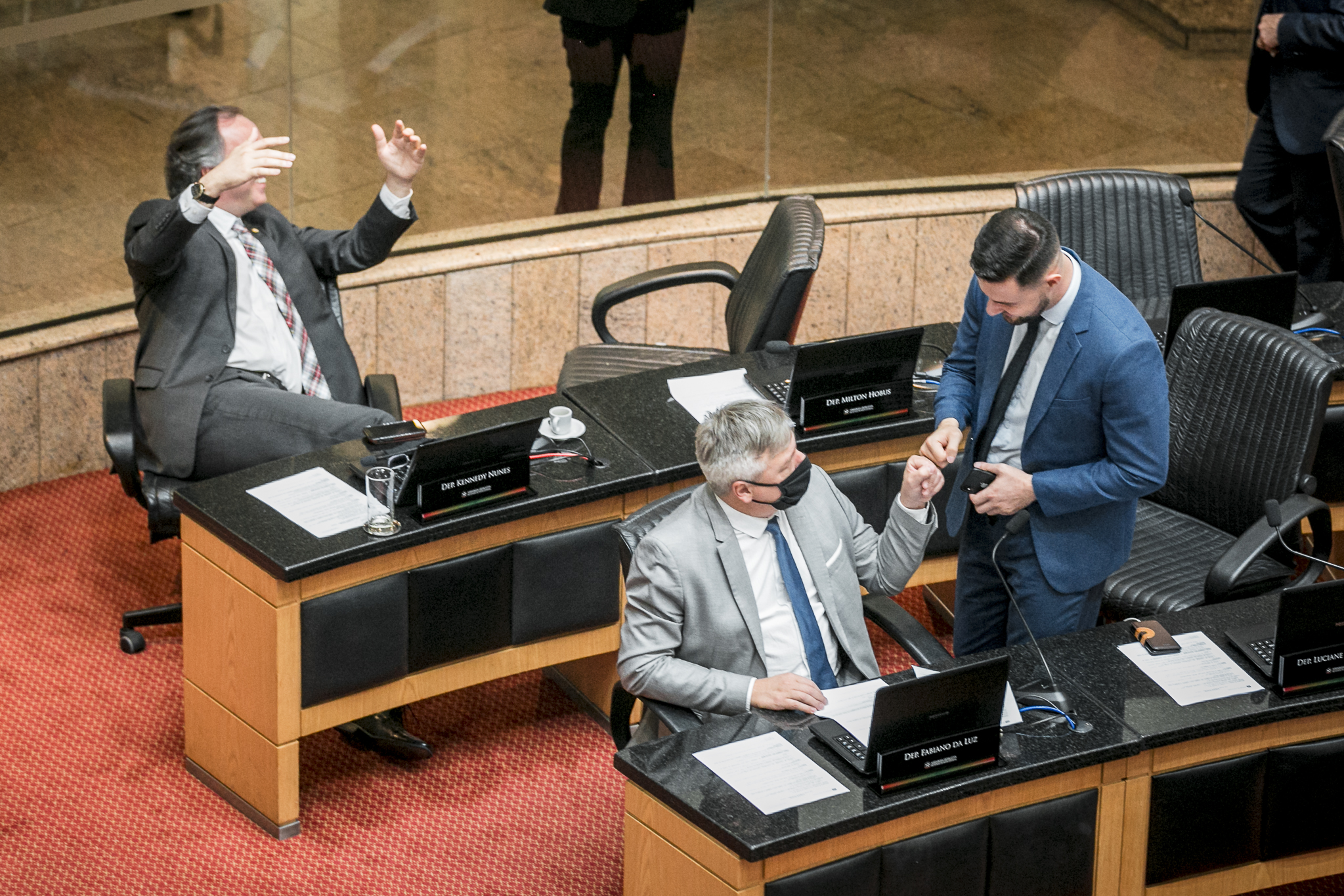 Deputado Kennedy Nunes (PSD), Deputado Felipe Estevão (PSL) e Deputado Fabiano da Luz (PT)