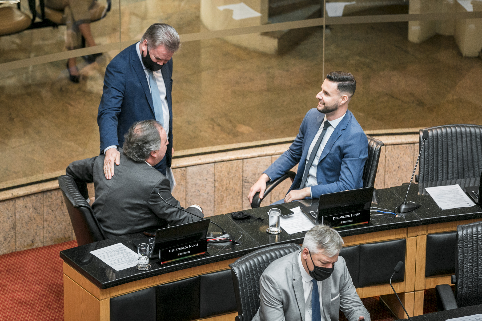 Deputado Cesar Valduga (PCdoB), Deputado Kennedy Nunes (PSD), Deputado Felipe Estevão (PSL), e Deputado Fabiano da Luz (PT)