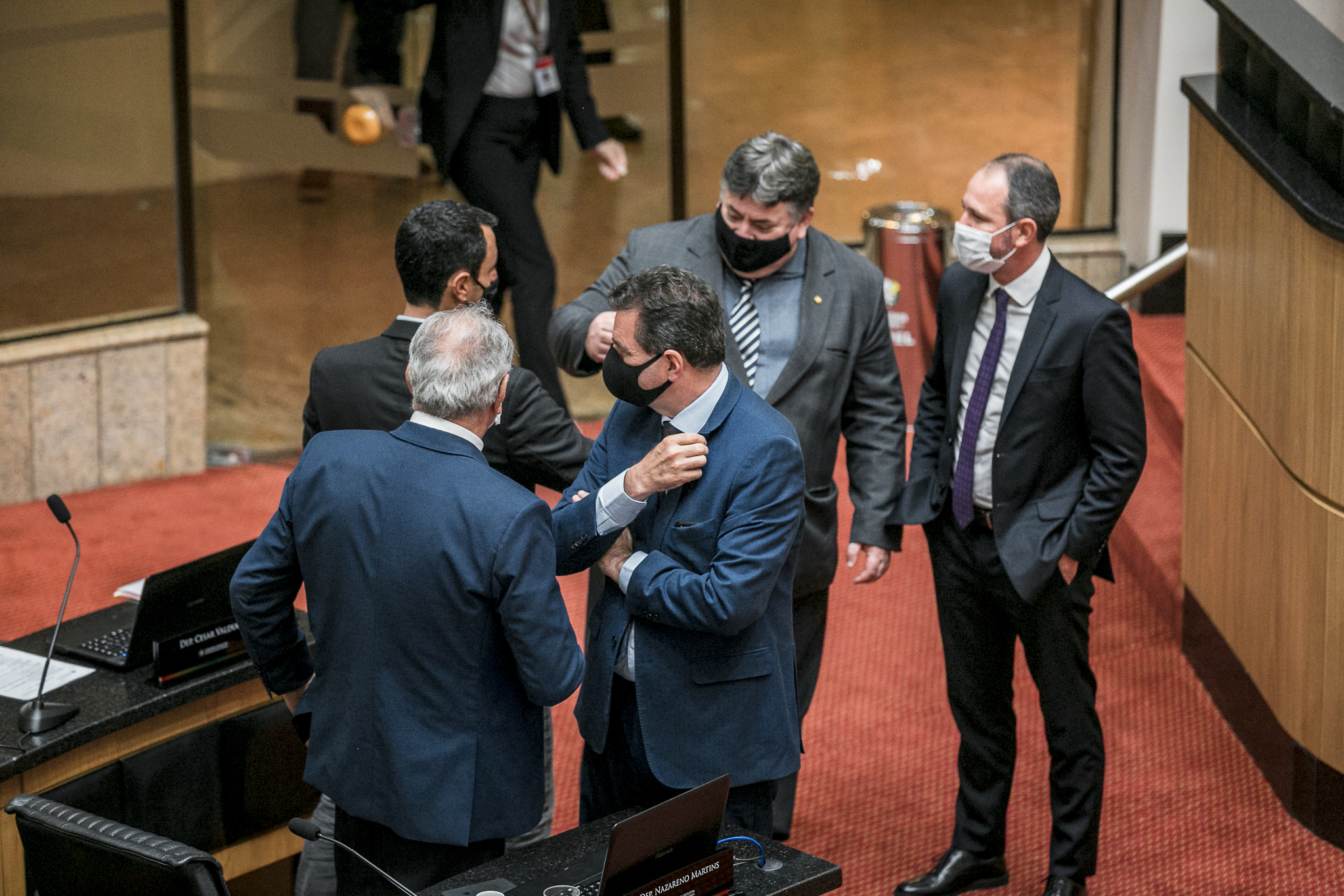 Deputado Sérgio Motta (Republicanos), Deputado Valdir Cobalchini (MDB), Deputado Nazareno Martins (PSB),Deputado João Amin (PP) e Deputado Laércio Shuster (PSB)