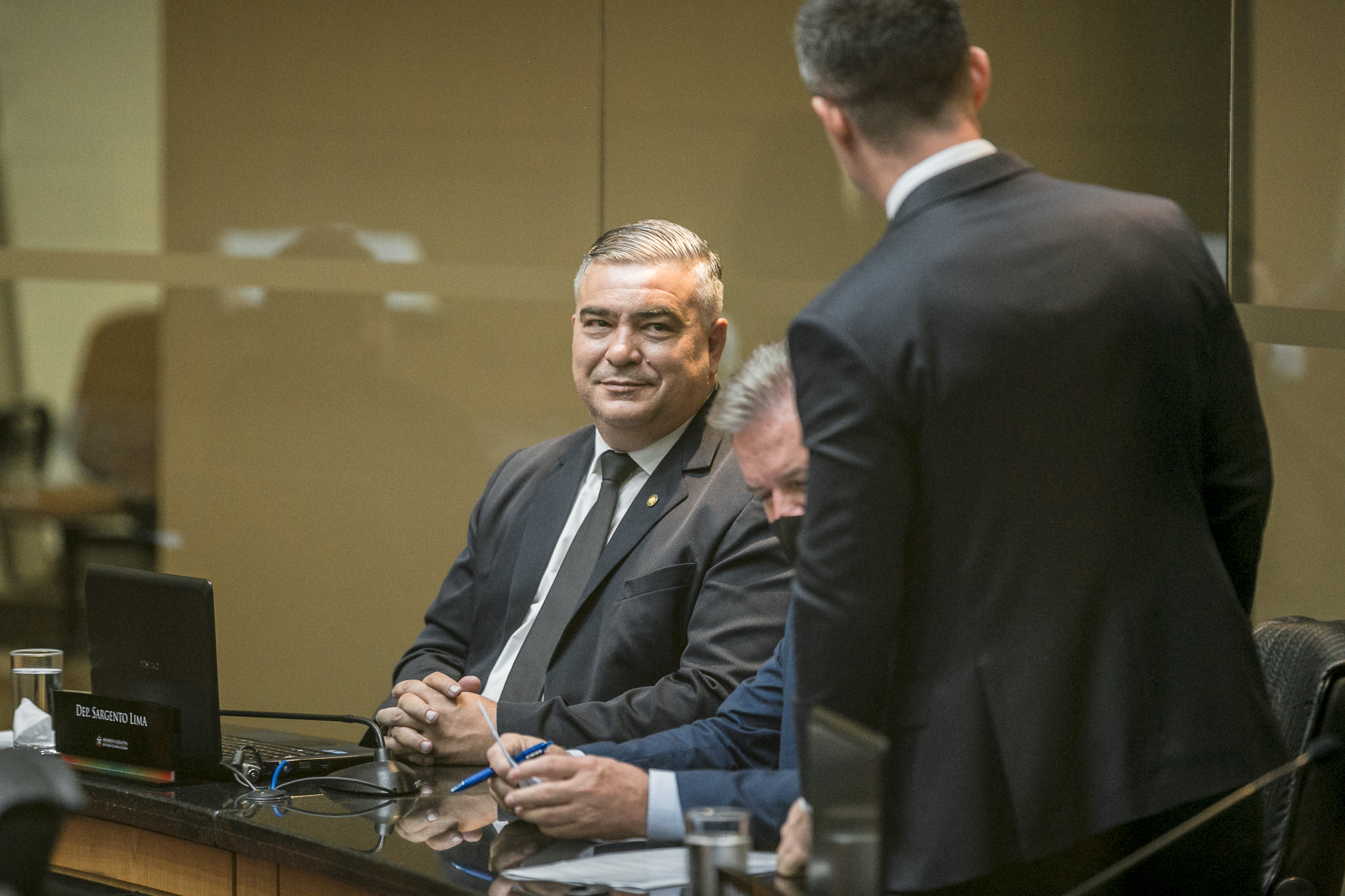 Deputado Bruno Souza (NOVO), Deputado Sargento Lima(PSL) e Deputado Cesar Valduga (PCdoB)
