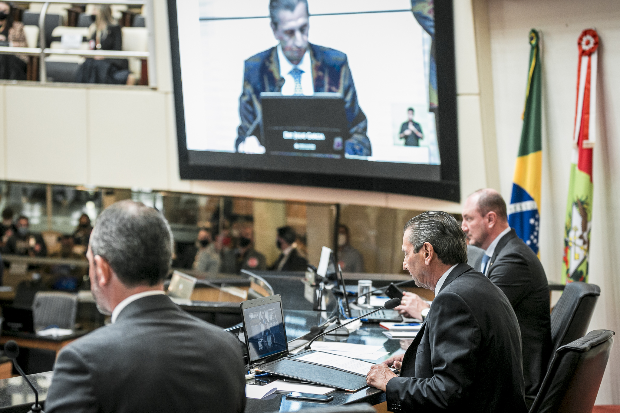 Deputado Júlio Garcia (PSD), Deputado Mauro de Nadal (MDB) e Deputado Laércio Shuster (PSB)