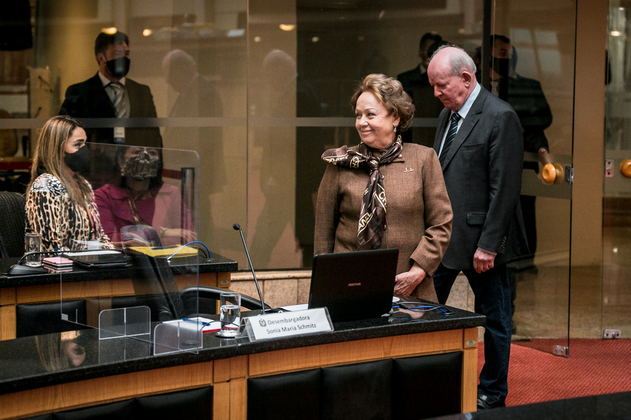 Desembargador Ricardo Roesler, Deputado Marcos Vieira (PSDB) e Desembargadora Sonia Maria Schmitz