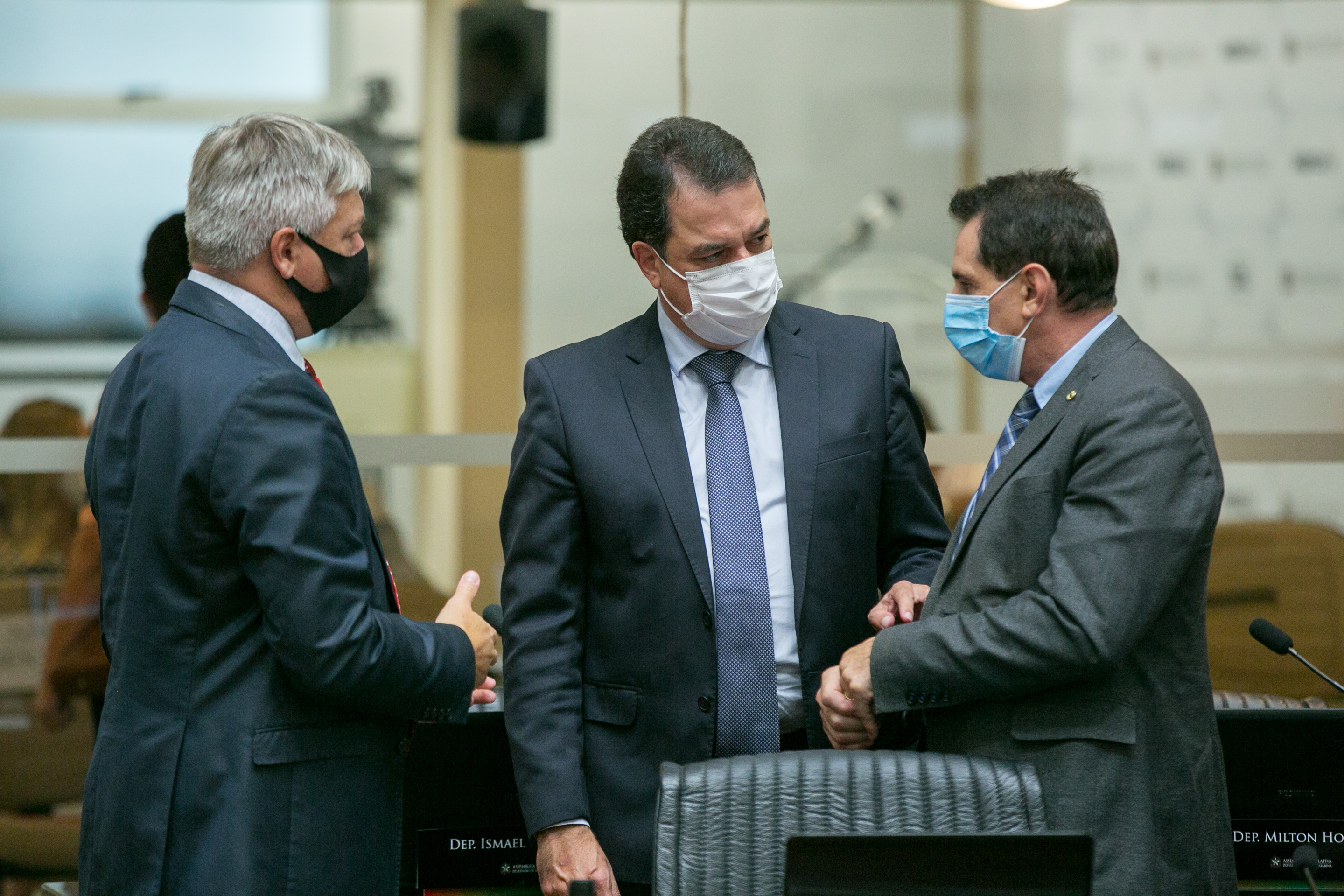 Deputado Fabiano da Luz (PT), Deputado Rodrigo Minotto (PDT) e Deputado Coronel Mocellin (PSL)