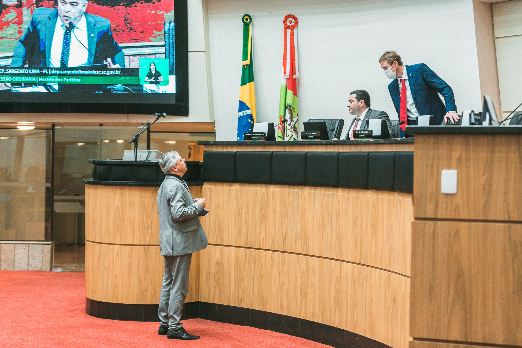 Deputado Fabiano da Luz (PT) - Deputado Ricardo Alba (PSL) - Deputado Volnei Weber (MDB)