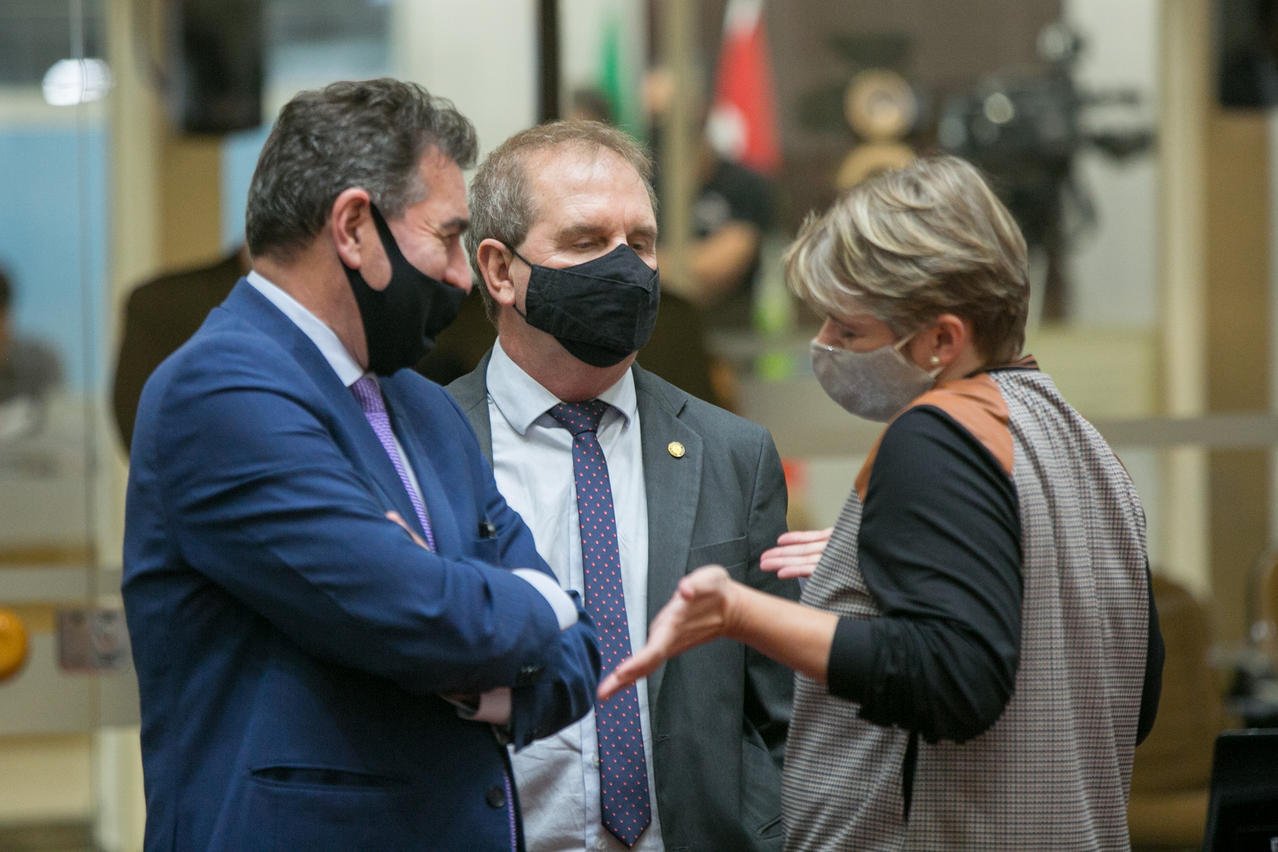 Deputado Valdir Cobalchini (MDB), Deputado Maurício Eskudlark (PL) e Deputada Luciane Carminatti (PT)