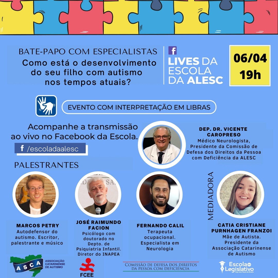 Escola do Legislativo promove seminário virtual sobre autismo