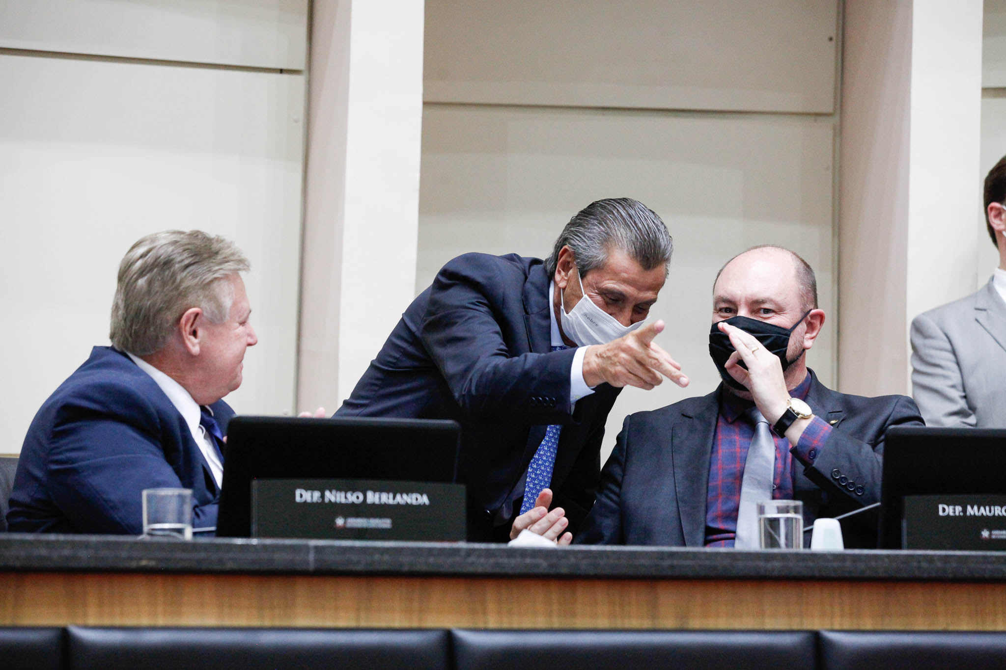 Deputado Nilso Berlanda (PL), Deputado Júlio Garcia (PSD), Deputado Mauro de Nadal (MDB)