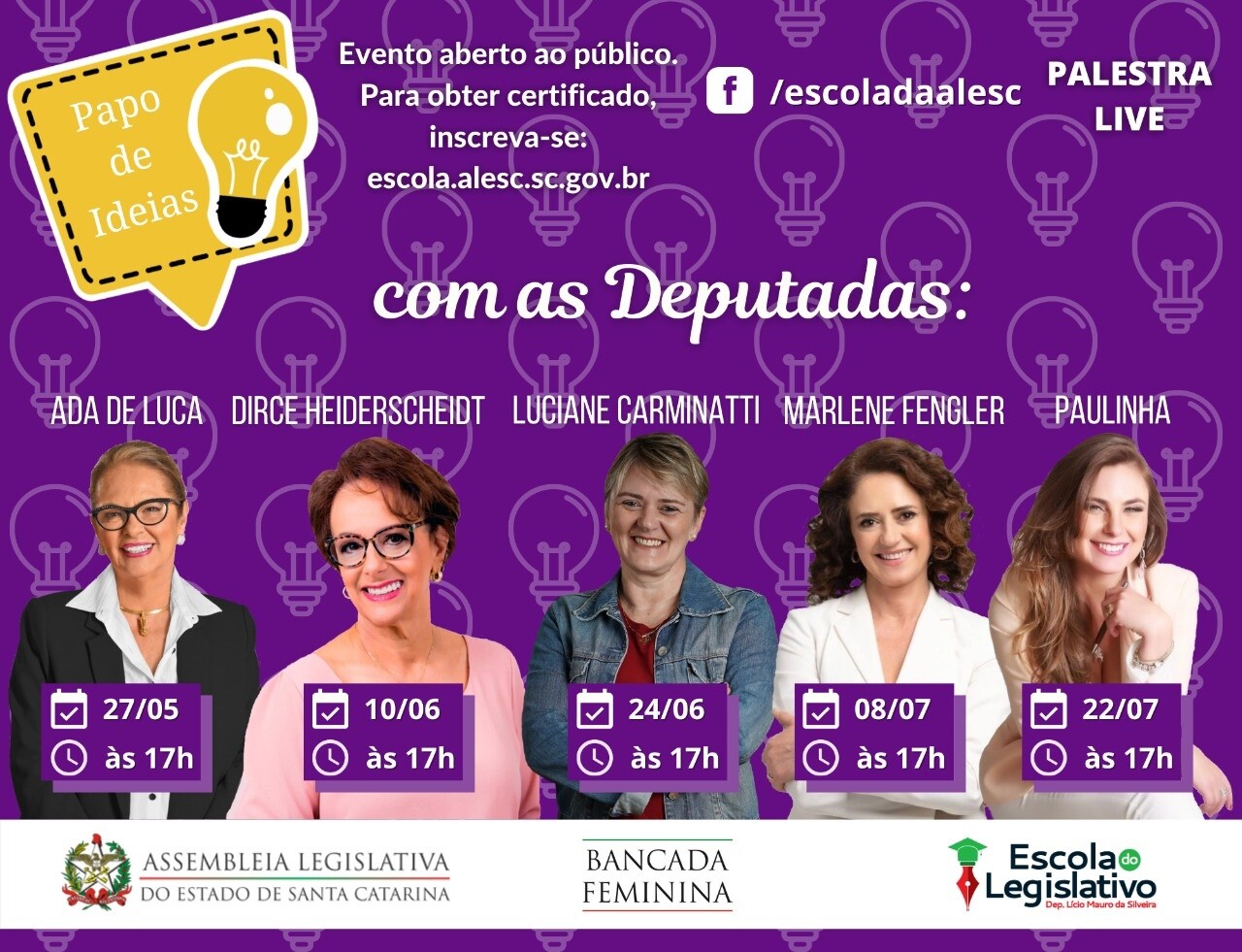 Bancada Feminina e Escola do Legislativo lançam projeto “Papo de Ideias”