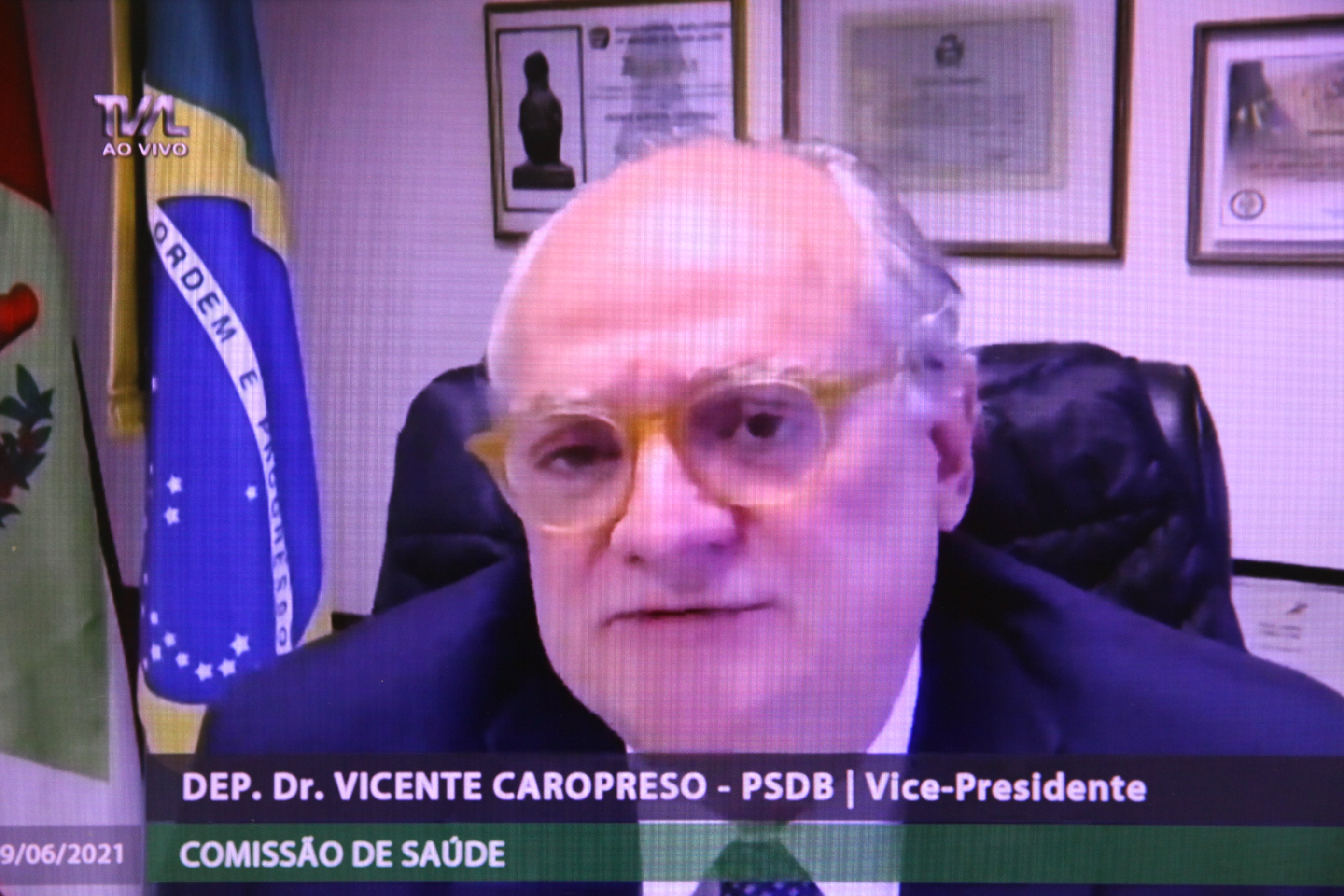 Comissão de Saúde - A situação atual no combate à pandemia do Covid-19 e a compra de insumos - Deputado Vicente Caropreso (PSDB).