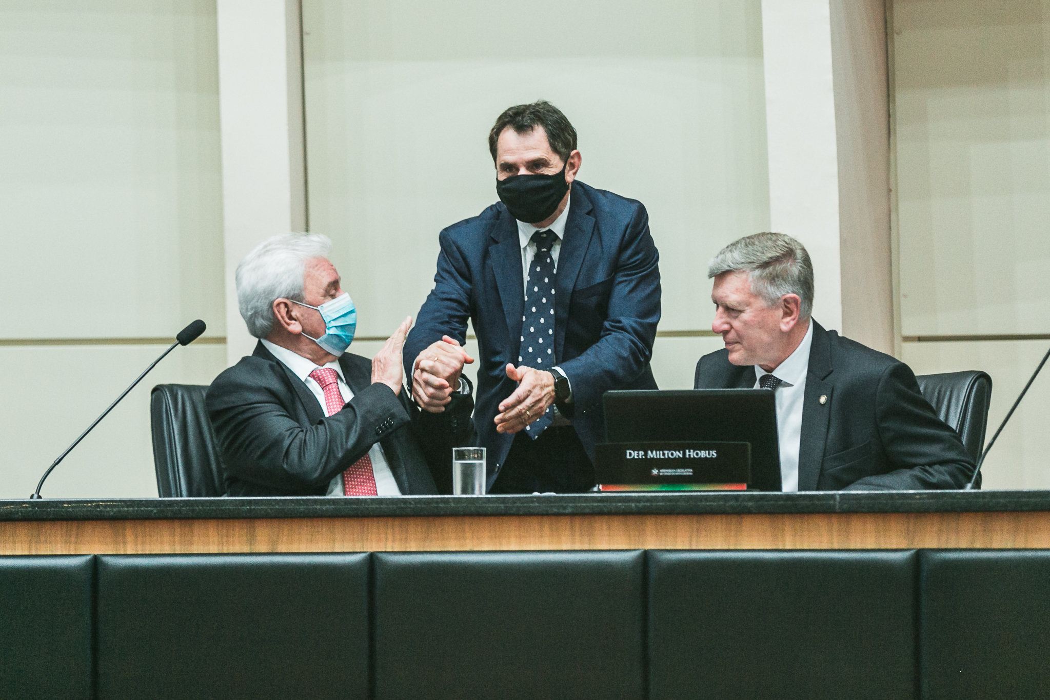 Deputado Milton Hobus (PSD) - Deputado Moacir Sopelsa (MDB) - Deputado Coronel Onir Mocelin (PSL)