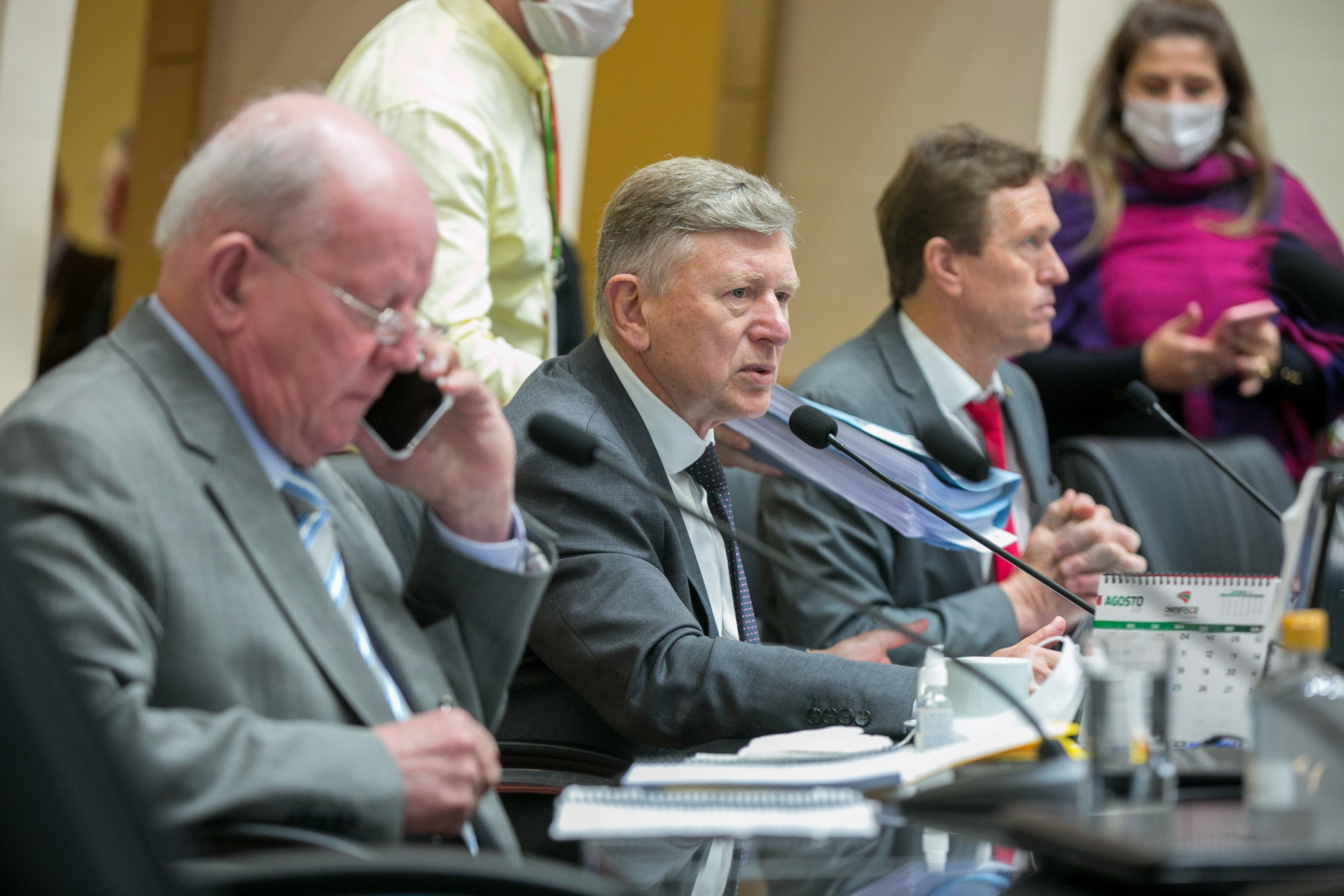 Deputado Marcos Vieira (PSDB), Deputado Milton Hobus (PSD) e Deputado Volnei Weber (MDB)