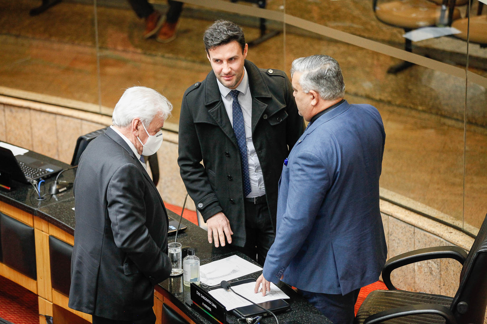 Deputado Moacir Sopelsa (MDB), Deputado Felipe Estevão (PSL), Deputado Sargento Lima(PL)