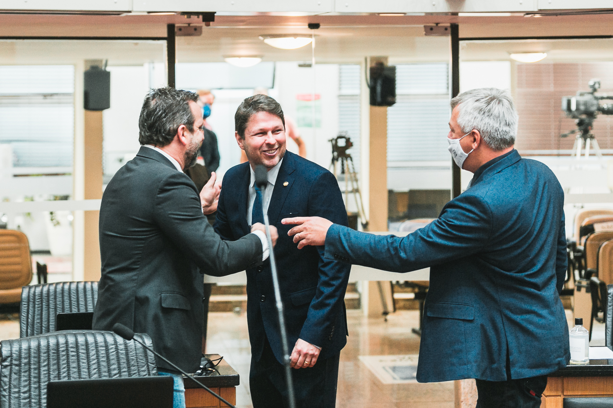 Deputado Jerry Comper (MDB) - Deputado Fabiano da Luz (PT) - Deputado Tiago Bolan Frigo (PSL)