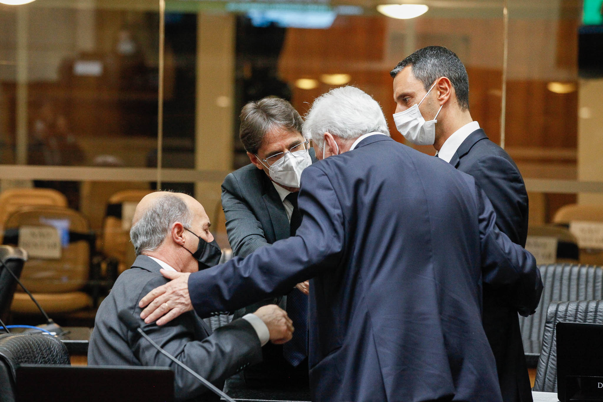 Deputado José Milton Scheffer (PP), Deputado Neodi Saretta (PT), Deputado João Amin (PP), Deputado Moacir Sopelsa (MDB)