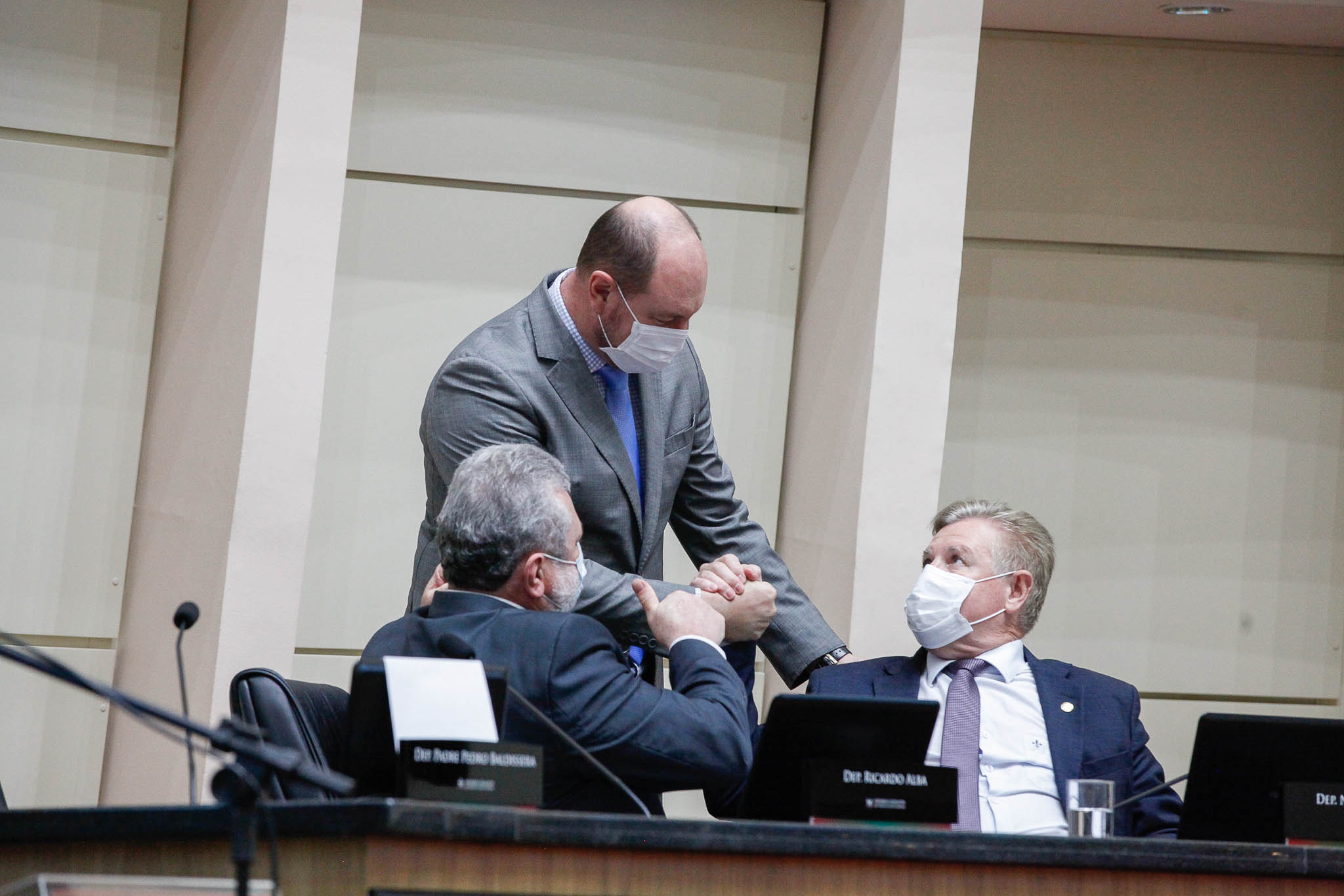 Deputado Padre Pedro Baldisera (PT), Deputado Mauro de Nadal (MDB), Deputado Nilso Berlanda (PL)