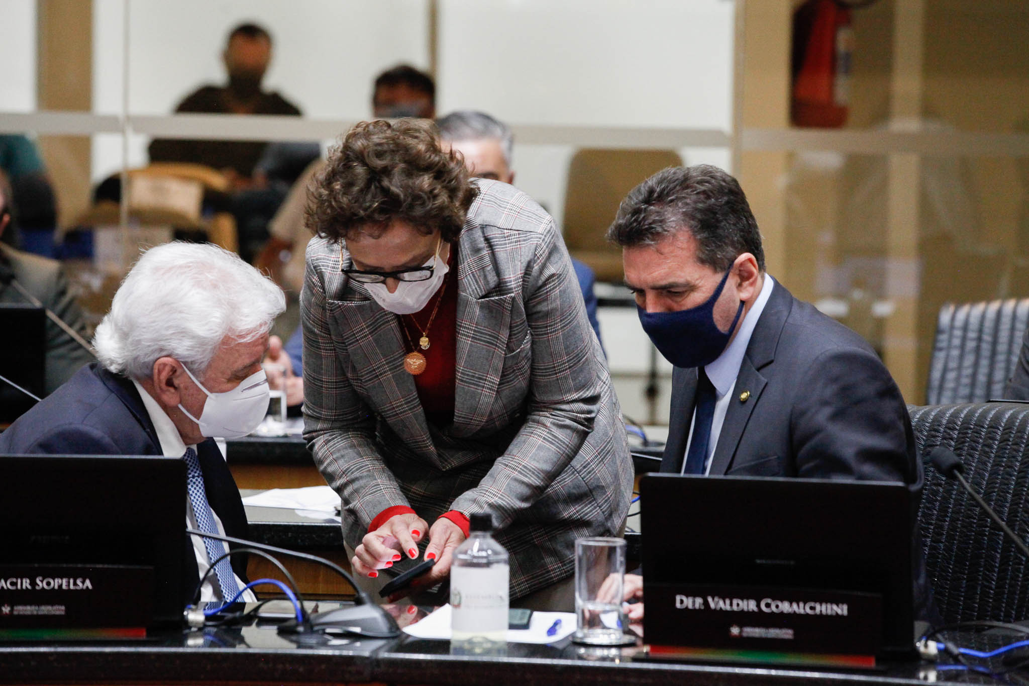 Deputado Moacir Sopelsa (MDB), Deputada Dirce Heiderscheidt (MDB), Deputado Valdir Cobalchini (MDB)