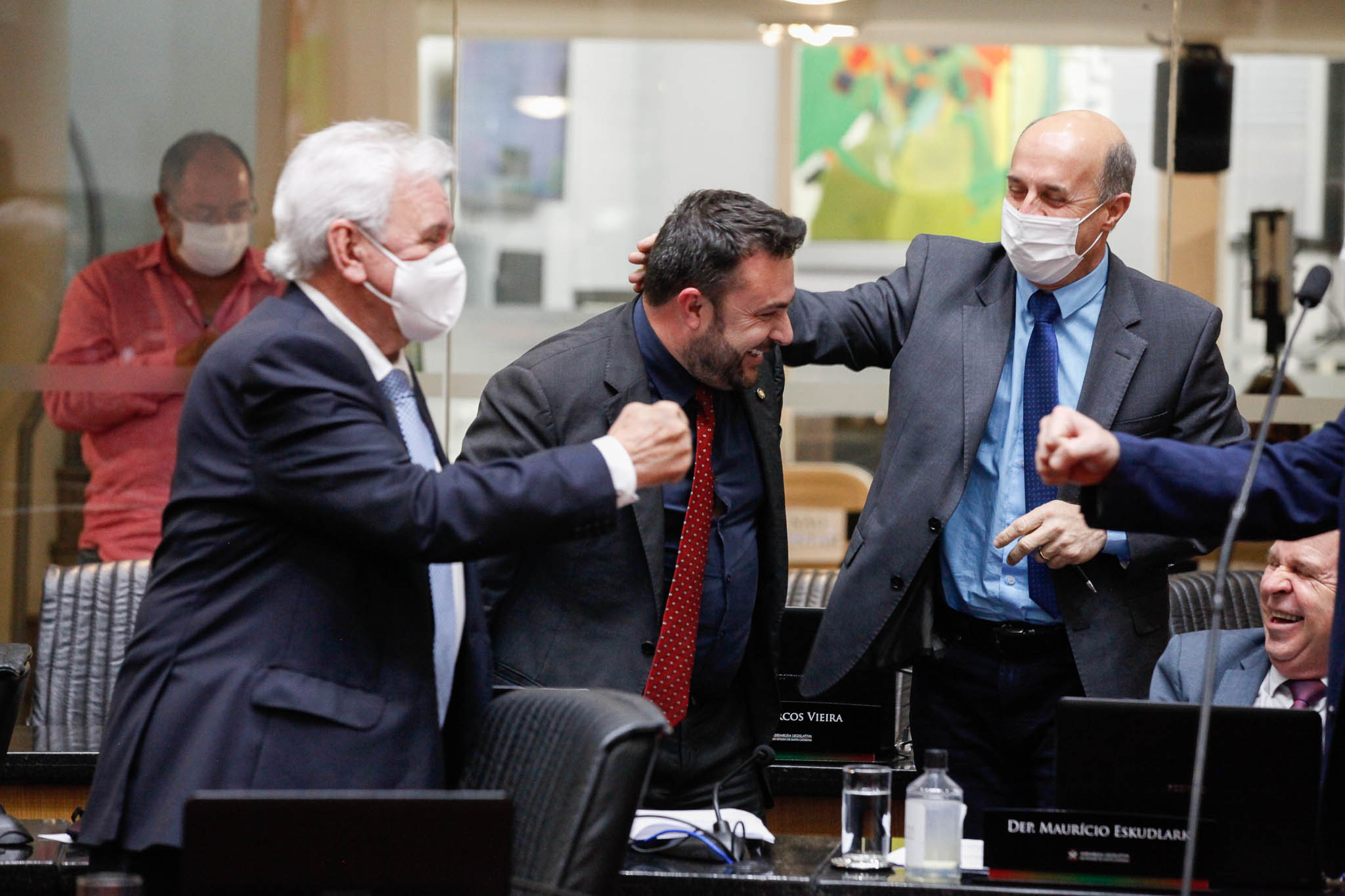 Deputado Moacir Sopelsa (MDB), Deputado Marcius Machado (PL), Deputado Milton Scheffer (PP)