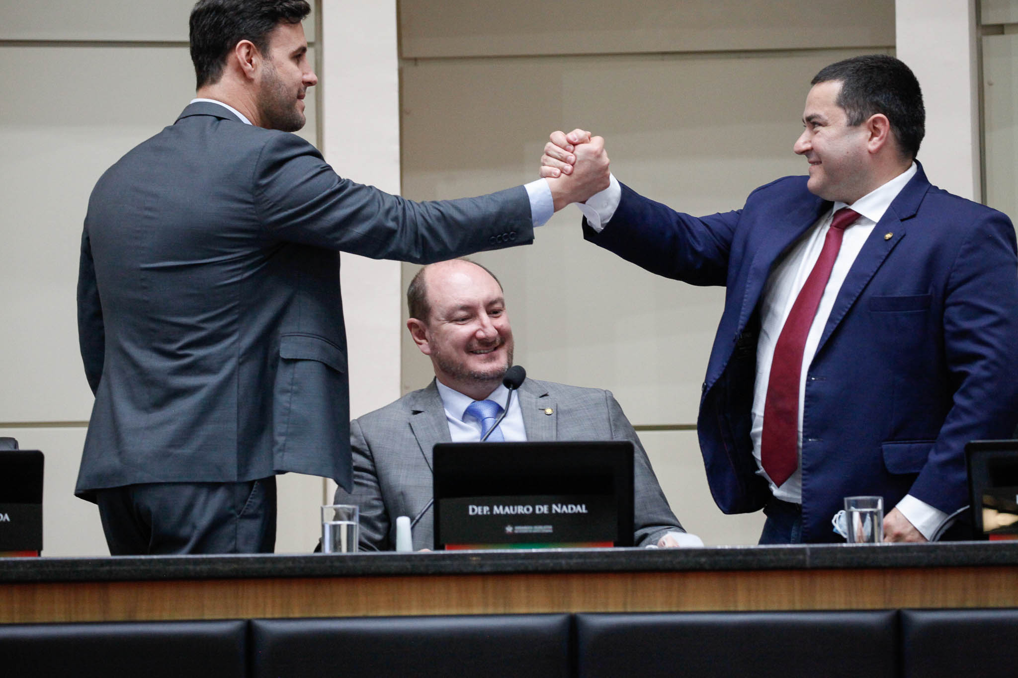 Deputado Felipe Estevão (PSL), Deputado Mauro de Nadal (MDB), Deputado Ricardo Alba (PSL)