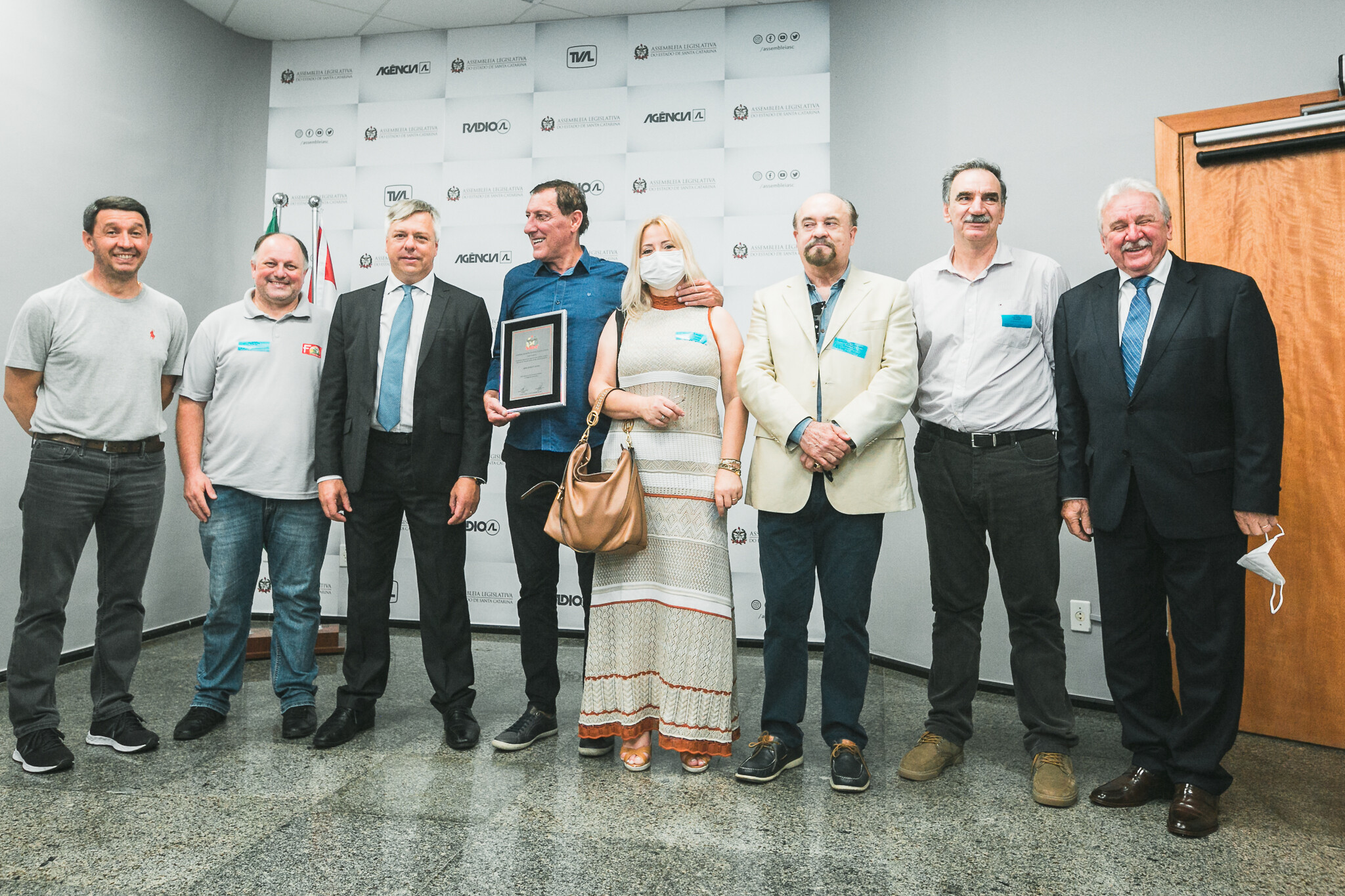 Deputados Fabiano da Luz e Moacir Sopelsa, Renei Roberto Popper e integrantes da Fecoagro