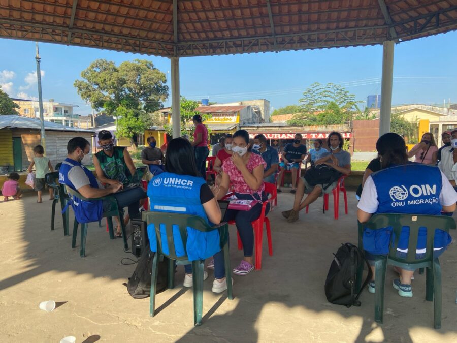 Atendimento para mapeamento de imigrantes em Roraima. FOTO: Caritas/Divulgação
