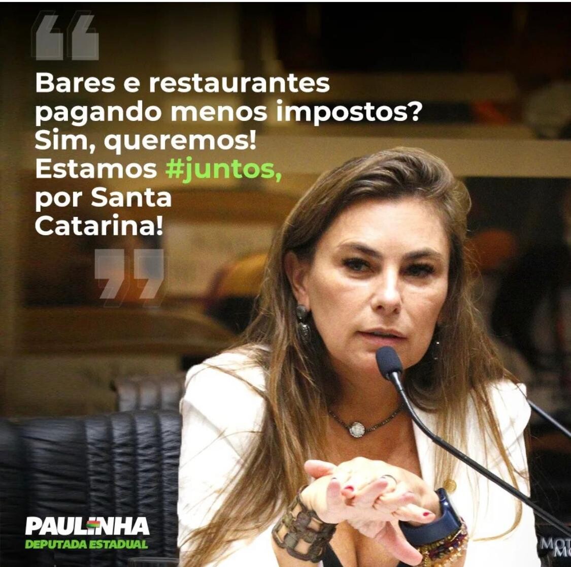 Paulinha é favorável a PL que prevê incentivos fiscais para bares e restaurantes