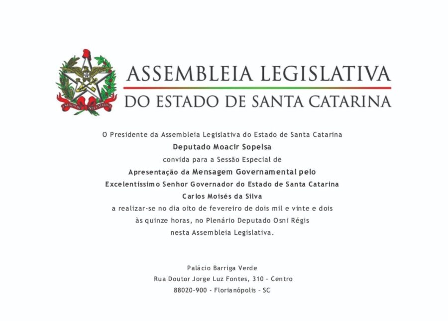 Mensagem do governador marca semana na Alesc
