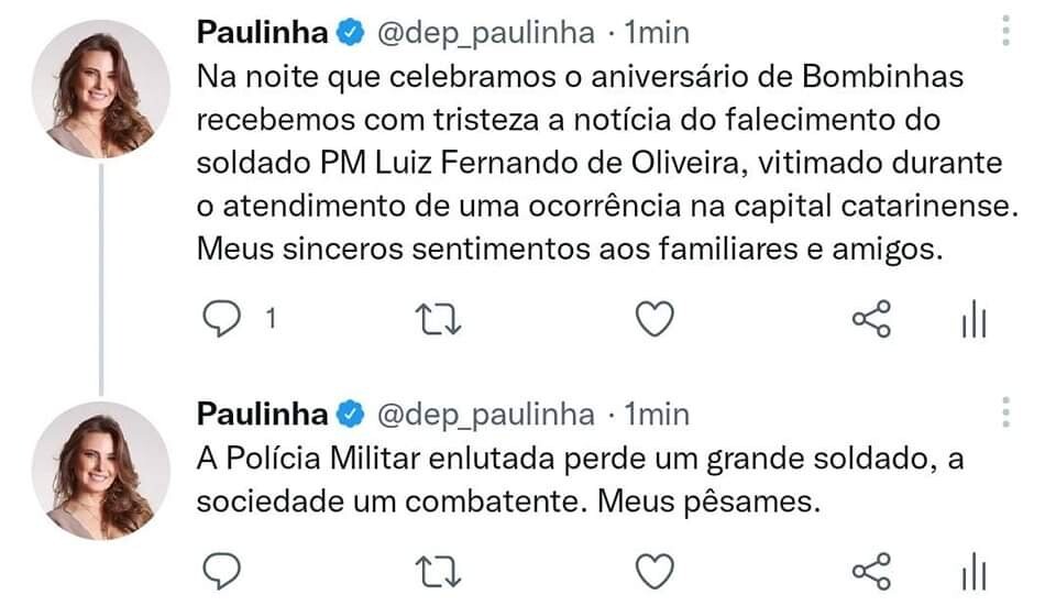 Paulinha se solidariza com família de policial morto na Capital