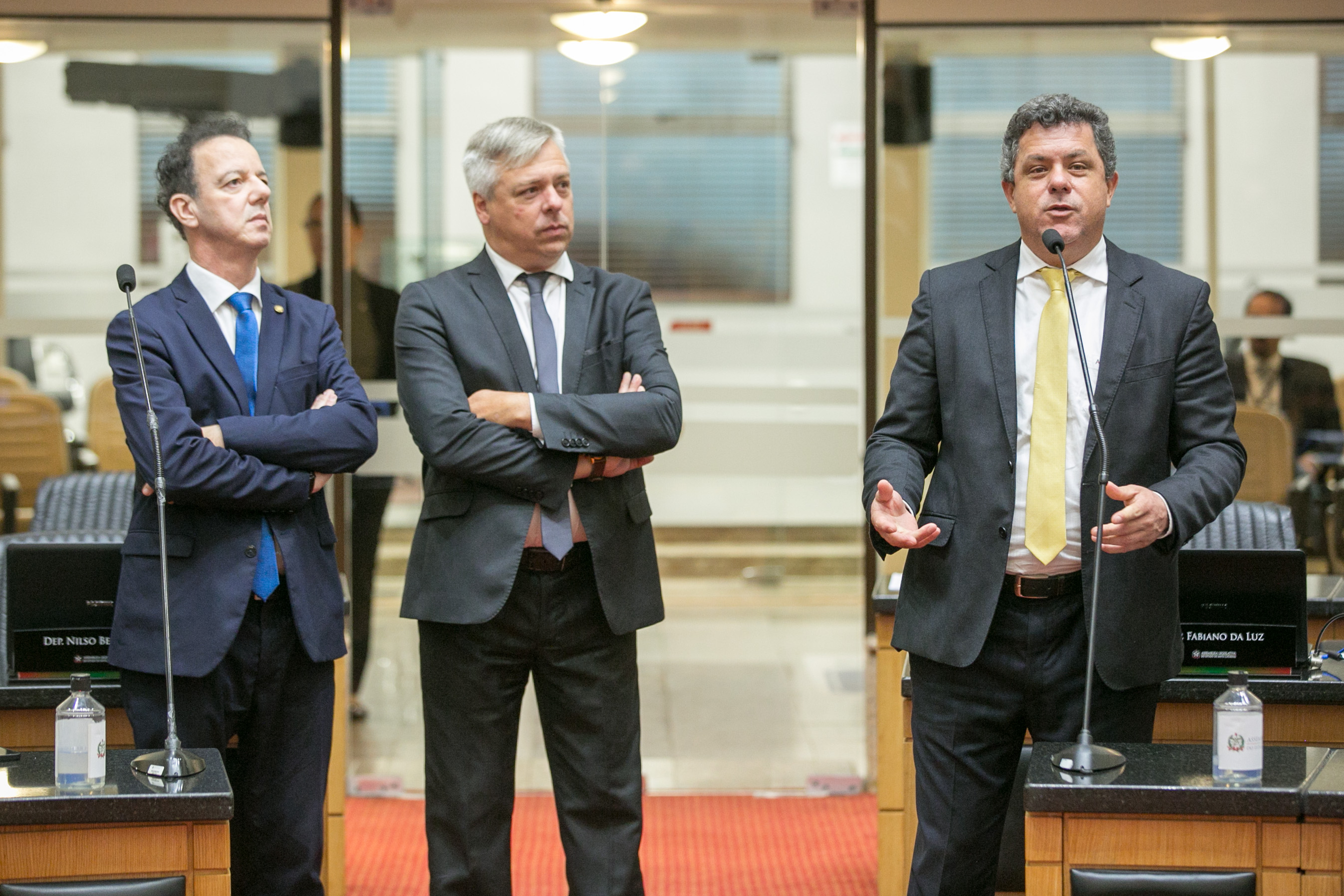 Deputado Ismael dos Santos (PSD), Deputado Fabiano da Luz (PT) e Deputado Ivan Naatz (PL)