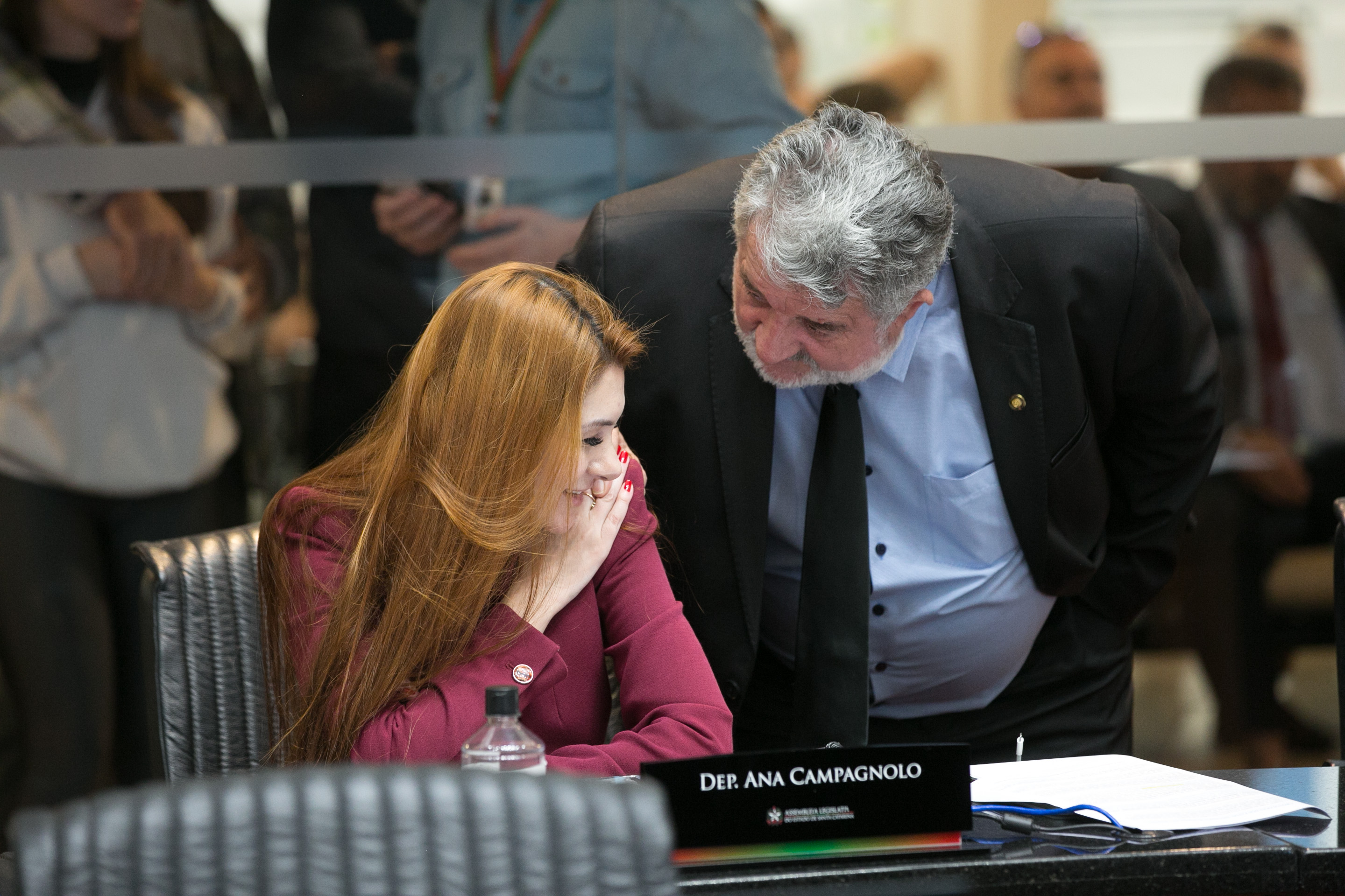 Deputada Ana Campagnolo (PL) e Deputado Osmar Vicentini (União)