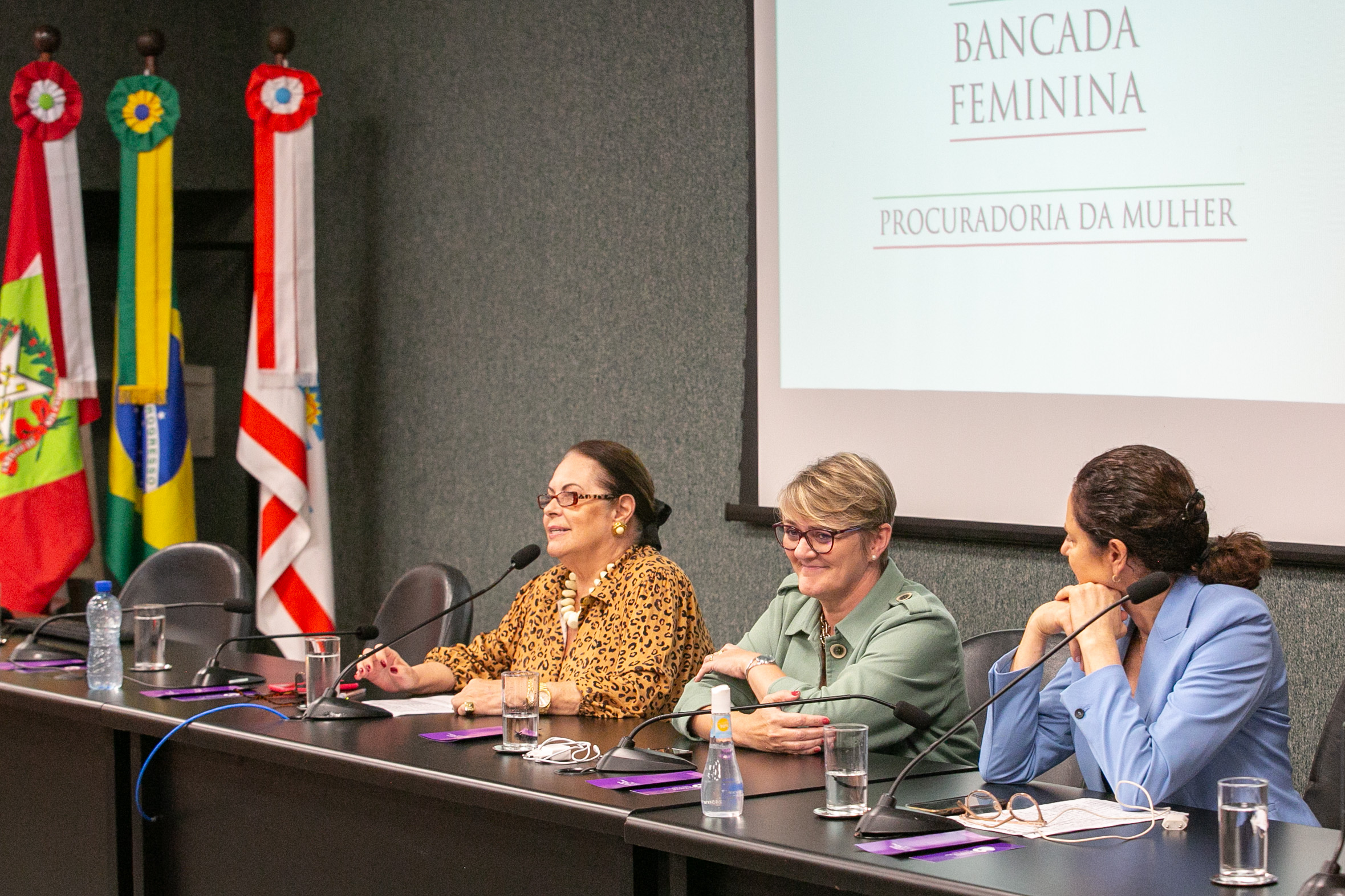 Deputada Ada De Luca (MDB), Deputada Luciane Carminatti (PT) e Deputada Marlene Fengler (PSD)