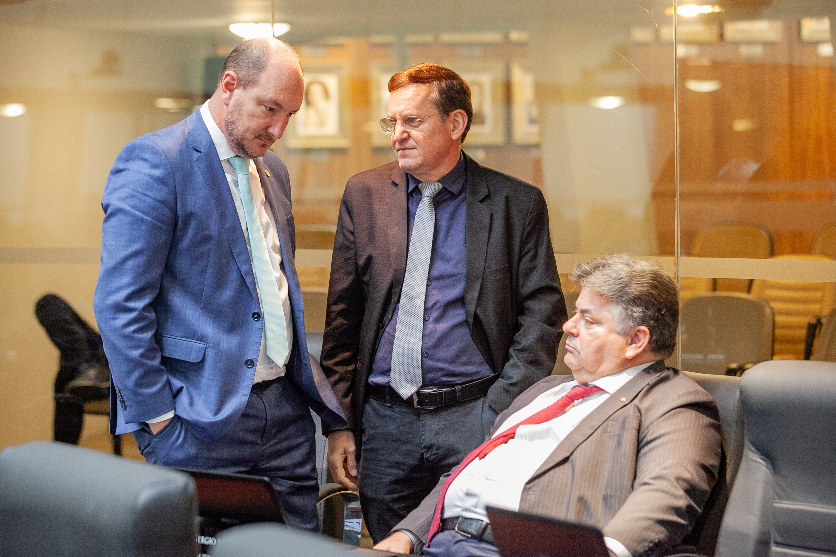 Deputado Mauro de Nadal (MDB), Deputado Sergio Motta (Republicanos) e Deputado Jair Miotto (União)