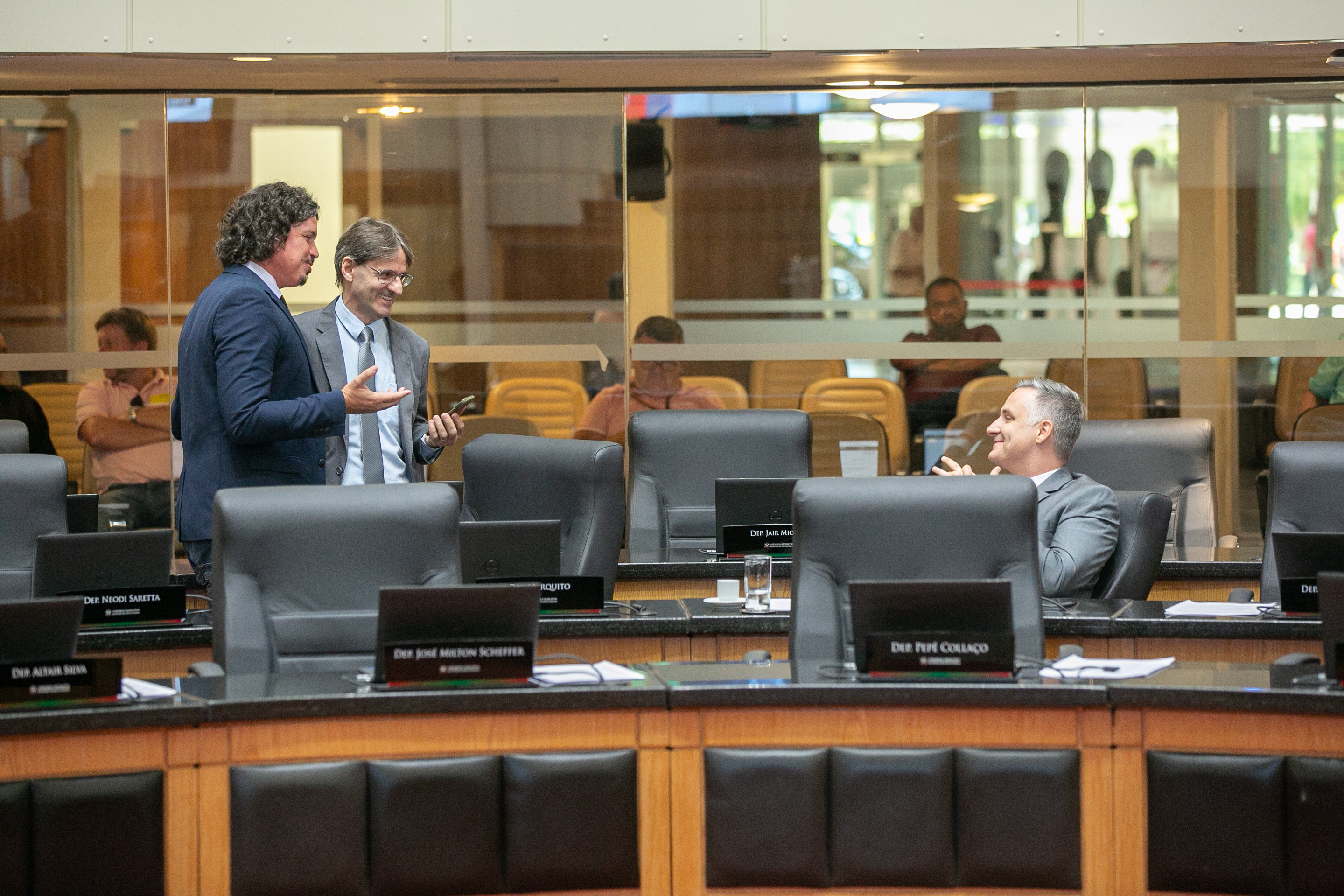 Deputado Neodi Saretta (PT), Deputado Marquito (PSOL) e Deputado Matheus Cadorin (NOVO)