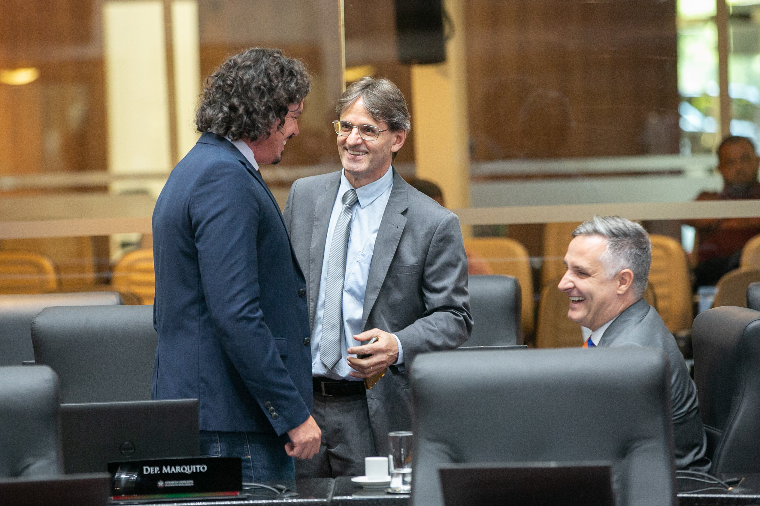 Deputado Neodi Saretta (PT), Deputado Marquito (PSOL) e Deputado Matheus Cadorin (NOVO)