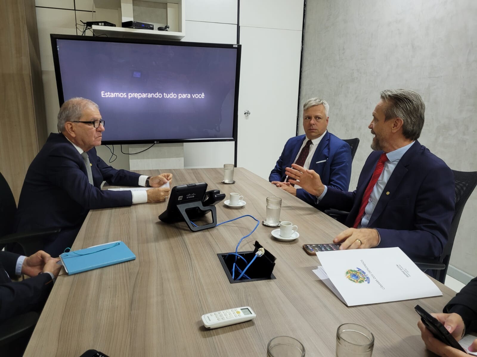 Chico D’ Angelo, assessor do Ministério da Saúde, deputado Fabiano da Luz e deputado federal Pedro Uczai