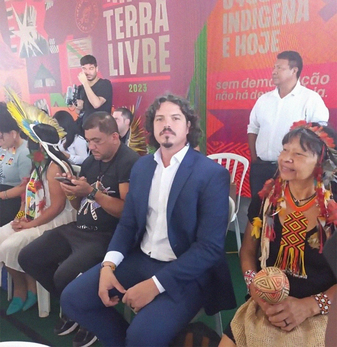 Marquito no Acampamento Terra Livre, no final de abril, em Brasília FOTO: Werá Antunes/ Divulgação