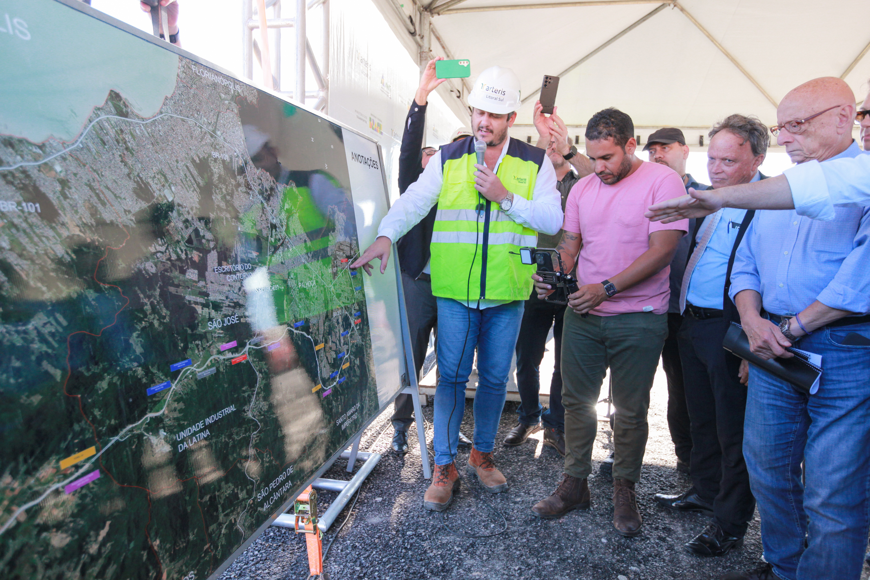Presidente Mauro de Nadal visita contorno viário com Ministro dos Transportes Renan Filho