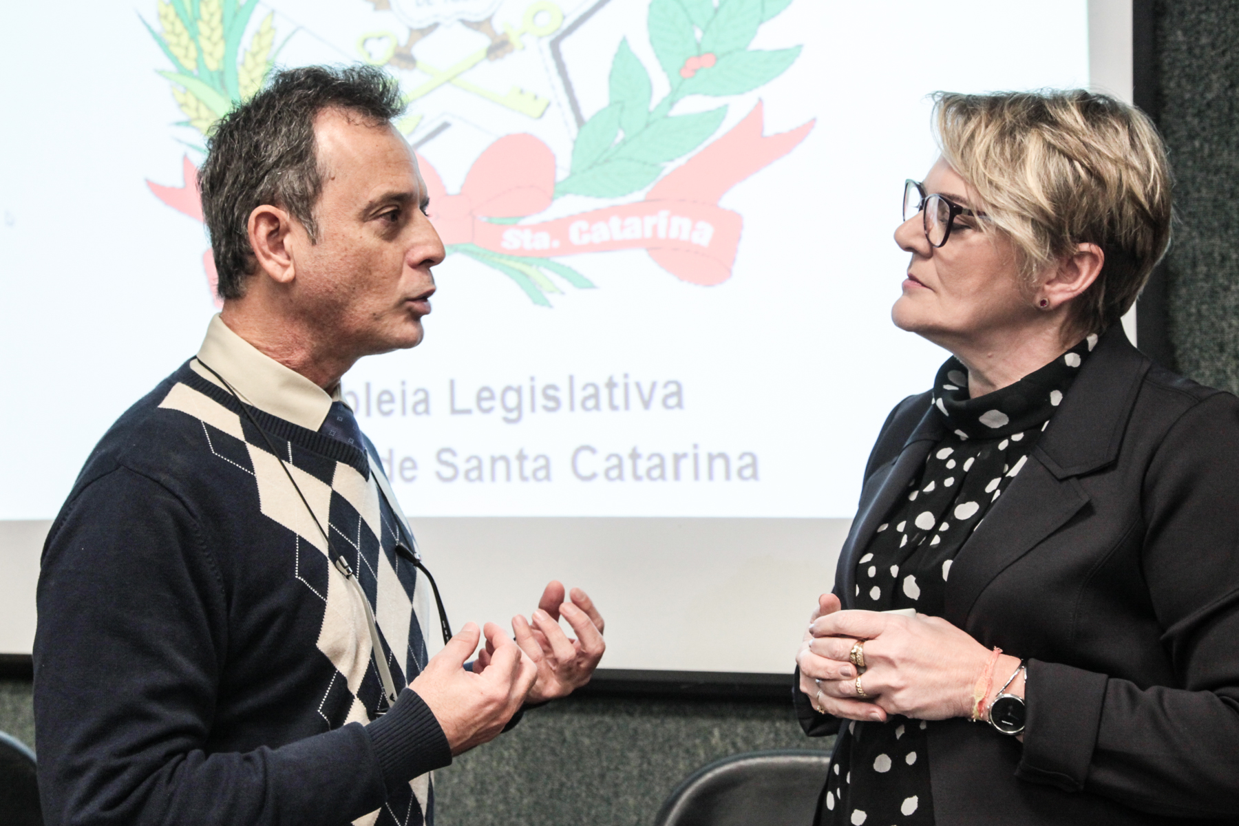 Reunião do Comseg - Promotor de justiça Marcelo Brito e Deputada Luciane Carminatti (PT)