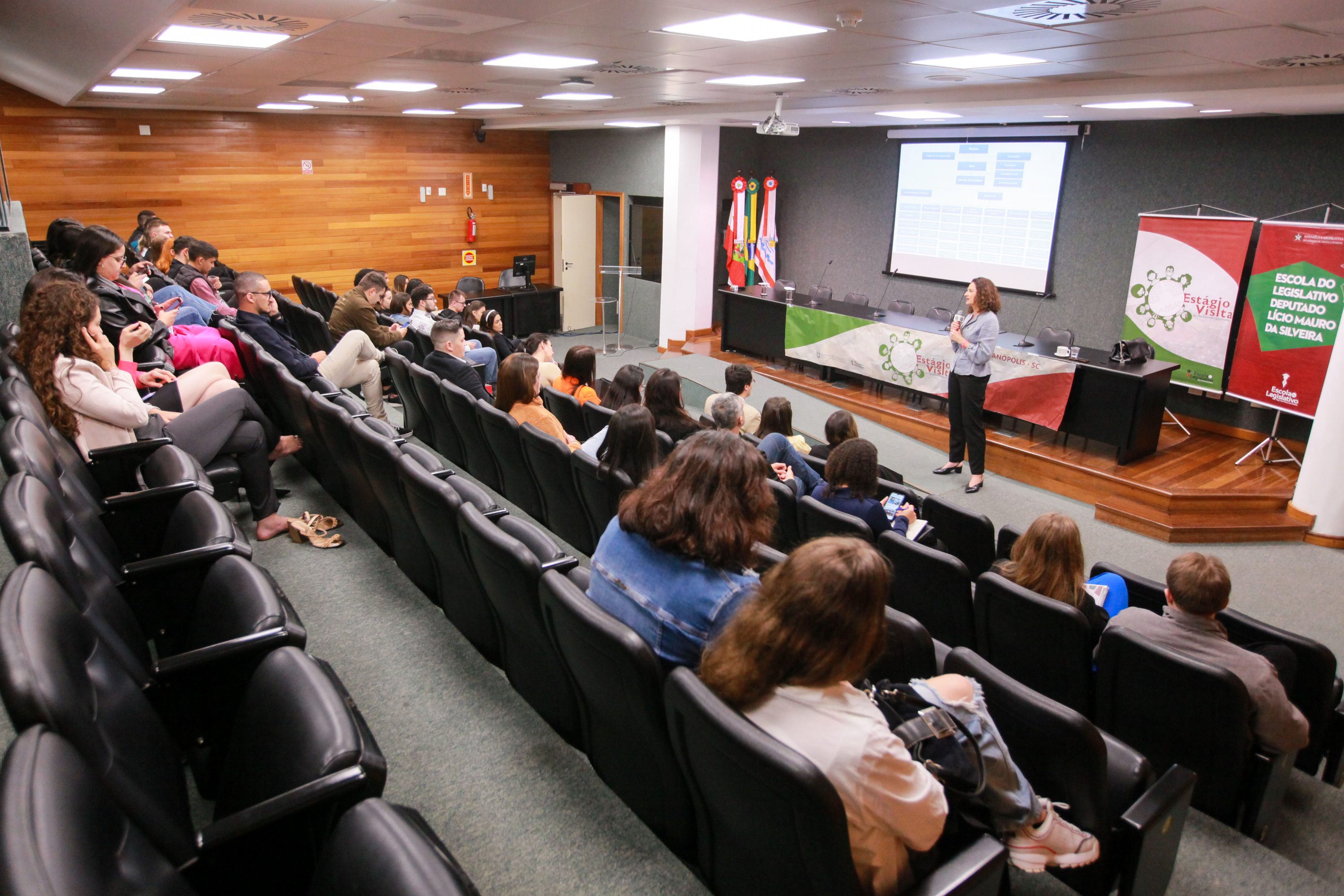 Estágio-visita - Palestra com a diretora da Escola da Alesc, Marlene Fengler