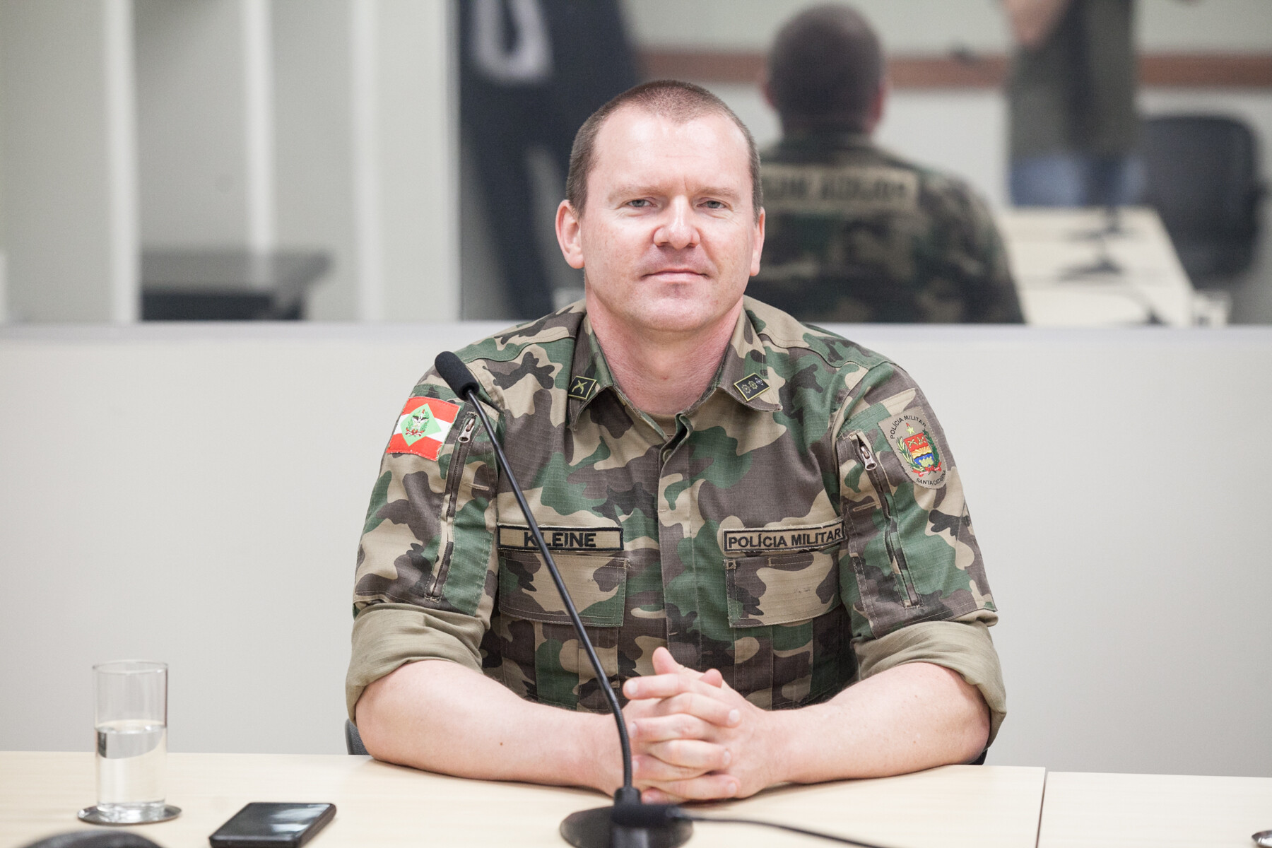 Tenente-coronel Alexandre Kleine, comandante do 1º Batalhão da PMA/SC