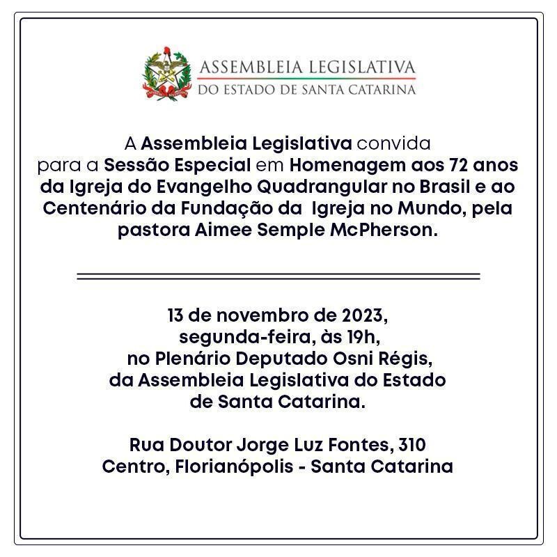 Igreja Quadrangular será homenageada pelos 72 anos no Brasil e por centenário de fundação no mundo