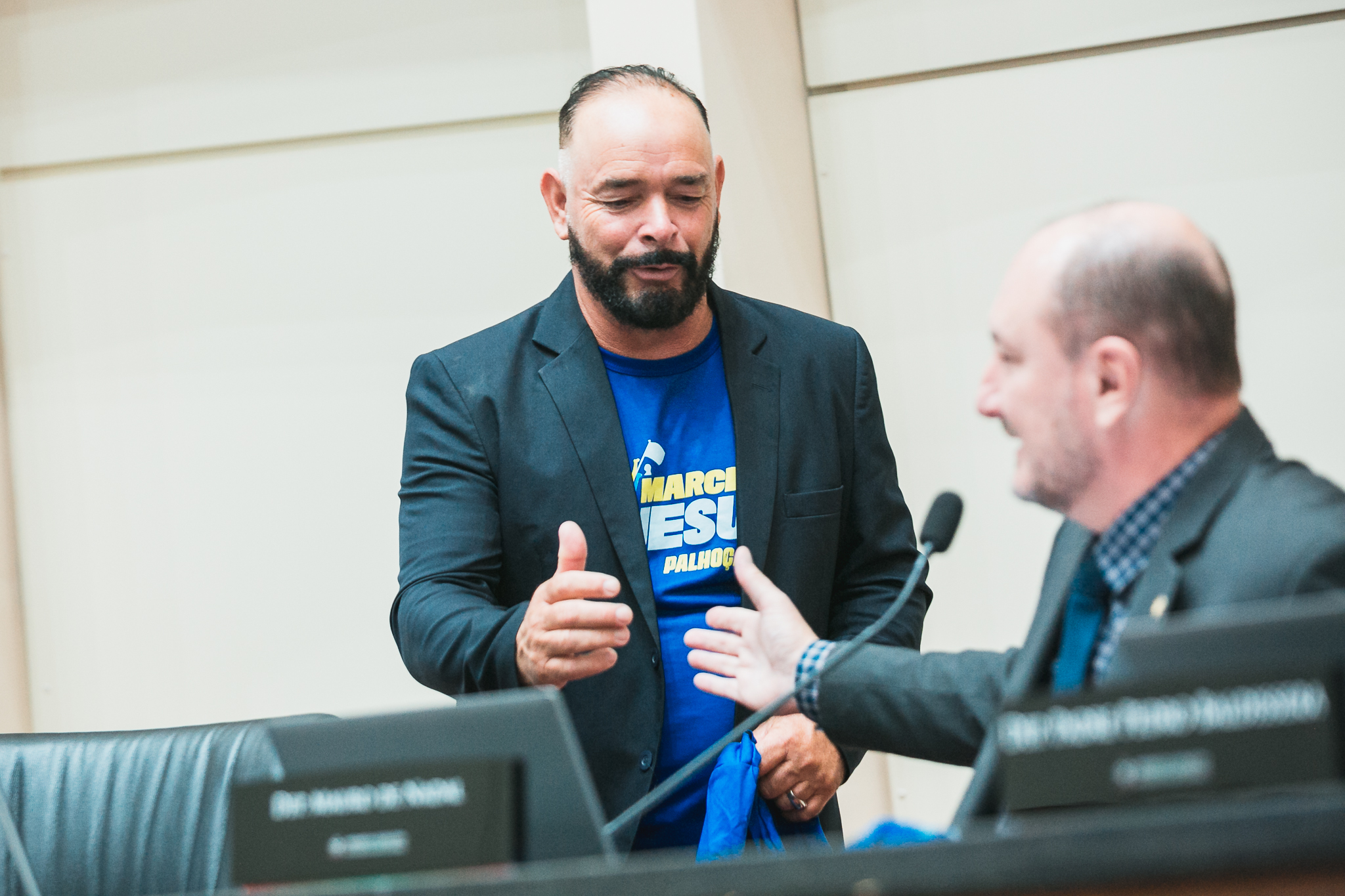 Pastor Albino Medeiros- Presidente do Conselho de Pastores do Município de Palhoça - Deputado Mauro de Nadal (MDB)