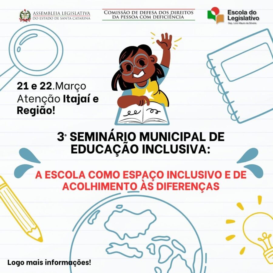 3º Seminário Municipal sobre Educação Inclusiva acontece em Itajaí nesta quinta e sexta-feira