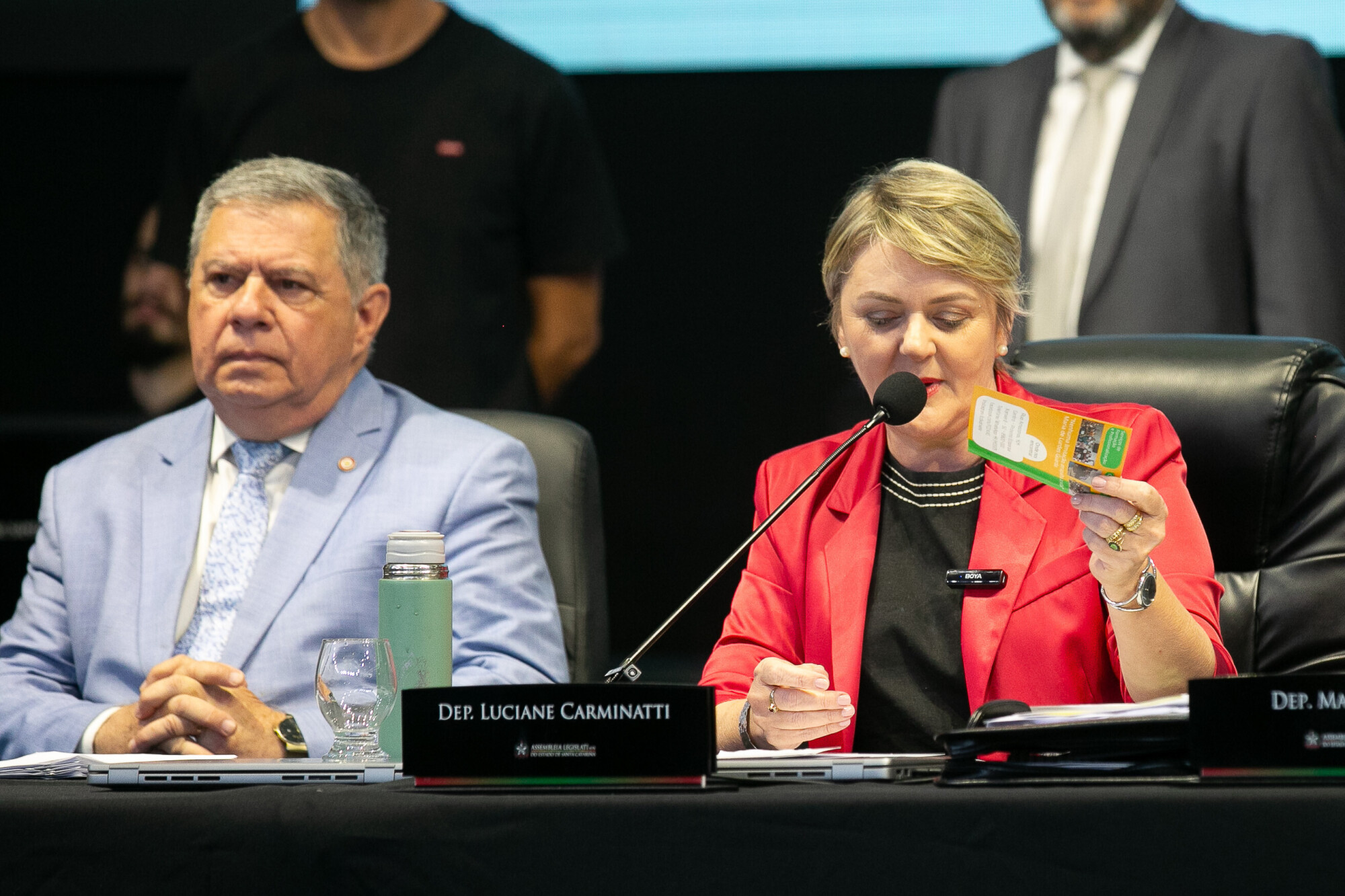 - Deputado Mário Motta (PSD)
 - Deputada Luciane Carminatti (PT)